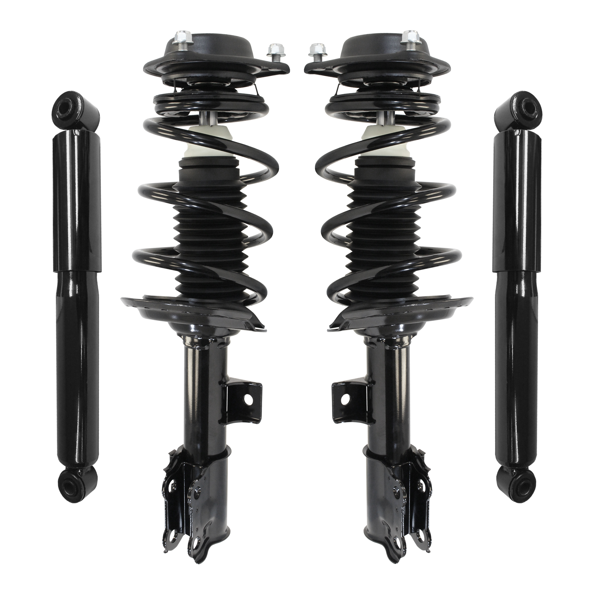 Unity Automotive Front Complete Strut Assemblies, (2) Rear Shock Absorbers - 4-11137-259180-001