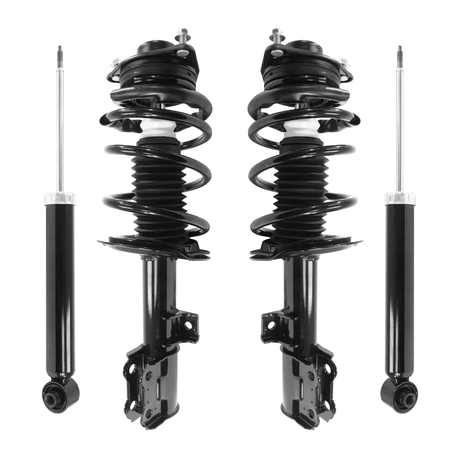 Unity Automotive Front Complete Strut Assemblies, (2) Rear Shock Absorbers - 4-11163-259950-001