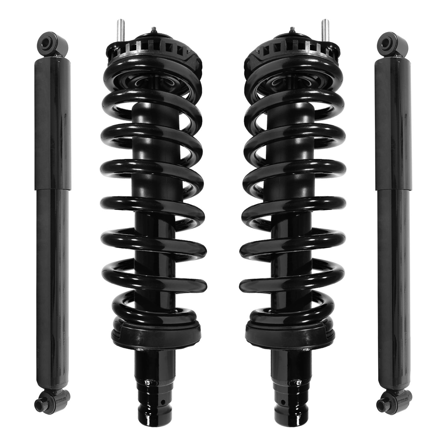 Unity Automotive Front Complete Strut Assemblies, (2) Rear Shock Absorbers - 4-11180-251020-001