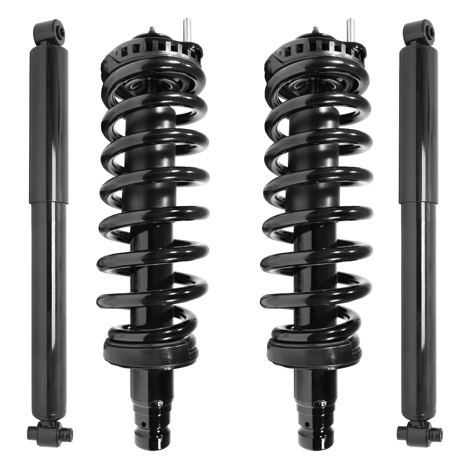 Unity Automotive Front Complete Strut Assemblies, (2) Rear Shock Absorbers - 4-11180-251120-001
