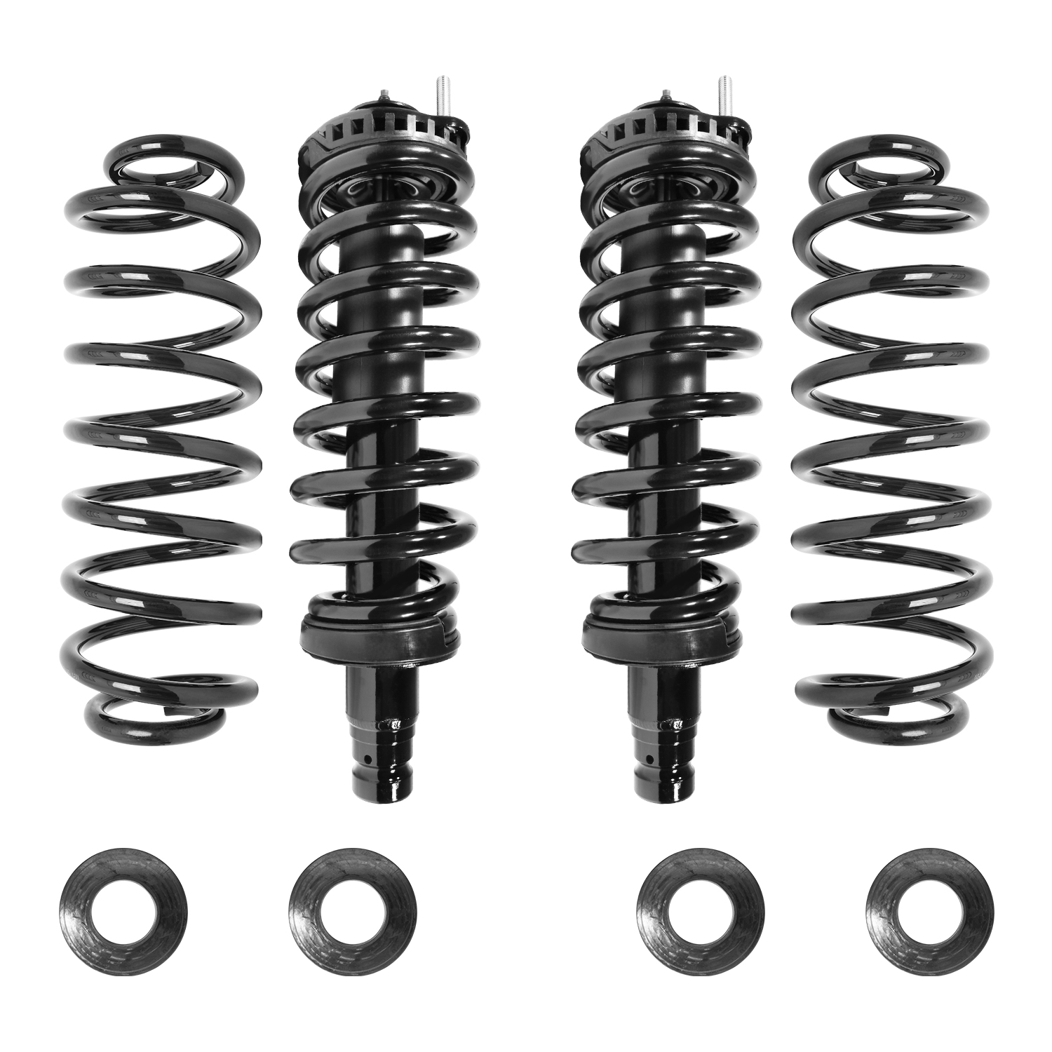 Unity Automotive Front Complete Strut Assemblies, (2) Rear Coil Springs, (4) Isolators - 4-11180-30-514800-HD