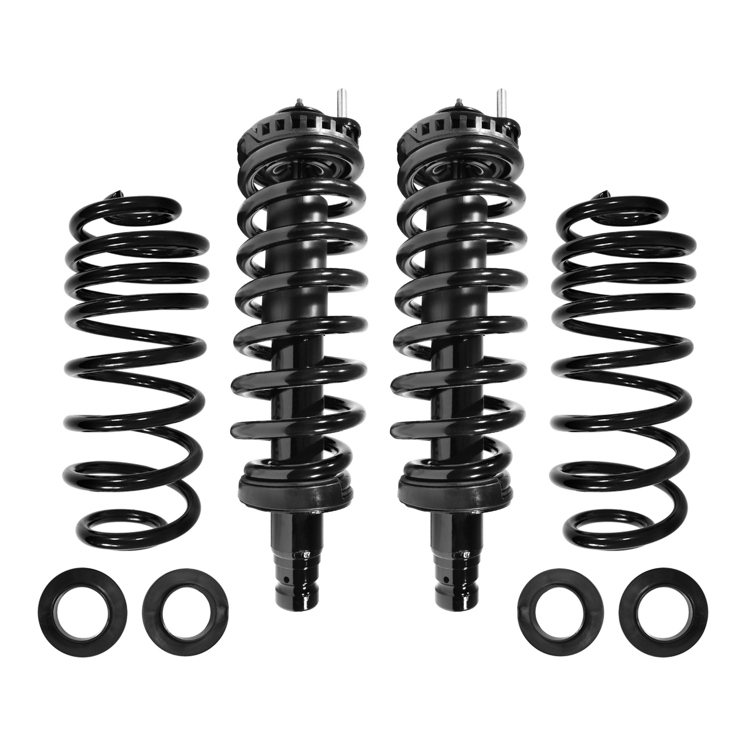 Unity Automotive Front Complete Strut Assemblies, (2) Rear Shock Absorbers, (2) Coil Springs - 4-11180-65220C-001
