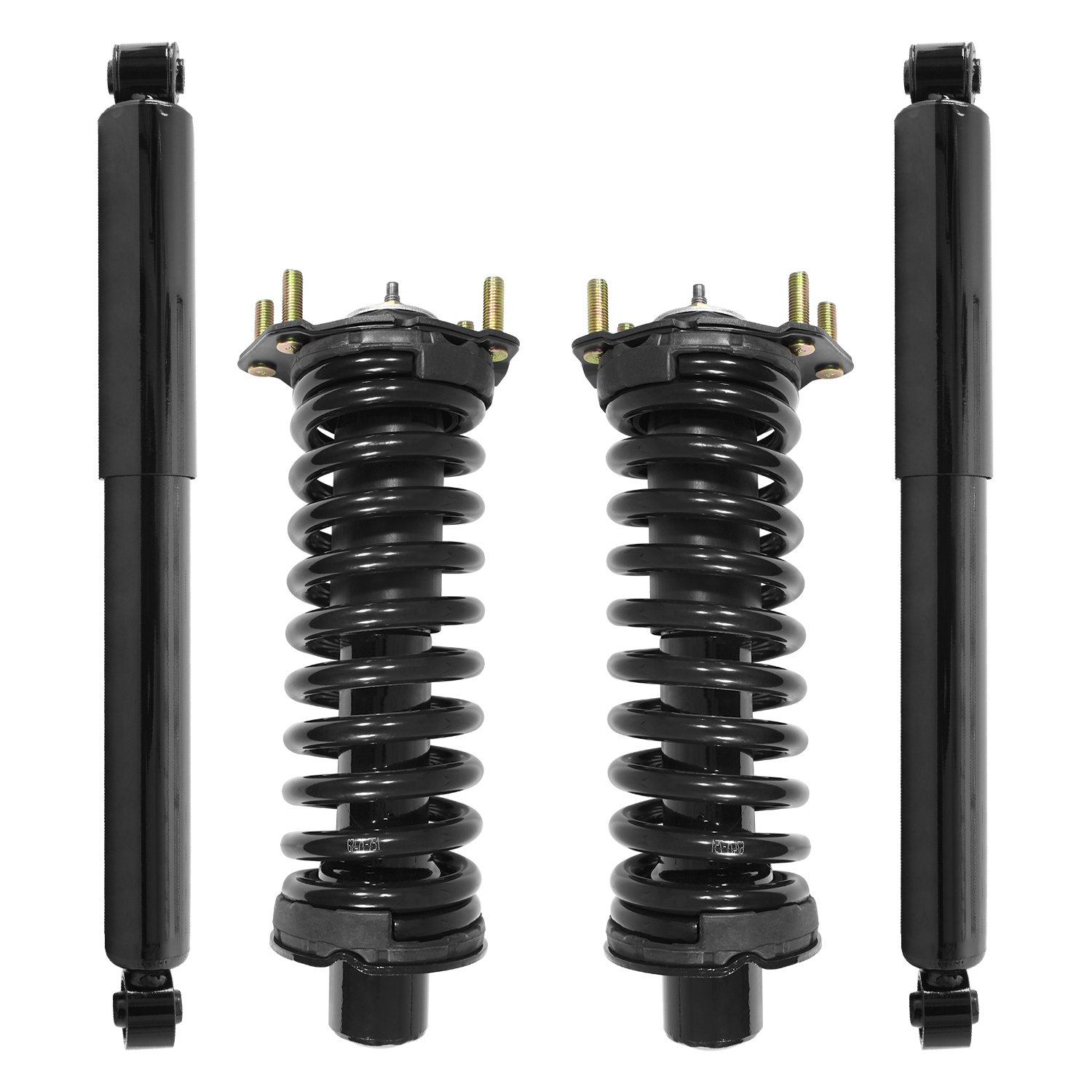 Unity Automotive Front Complete Strut Assemblies, (2) Rear Shock Absorbers - 4-11201-253020-001