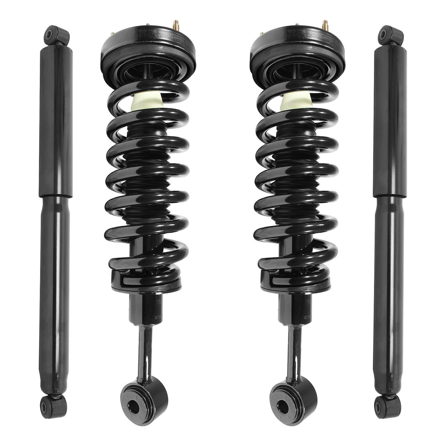 Unity Automotive Front Complete Strut Assemblies, (2) Rear Shock Absorbers - 4-11204-252110-001