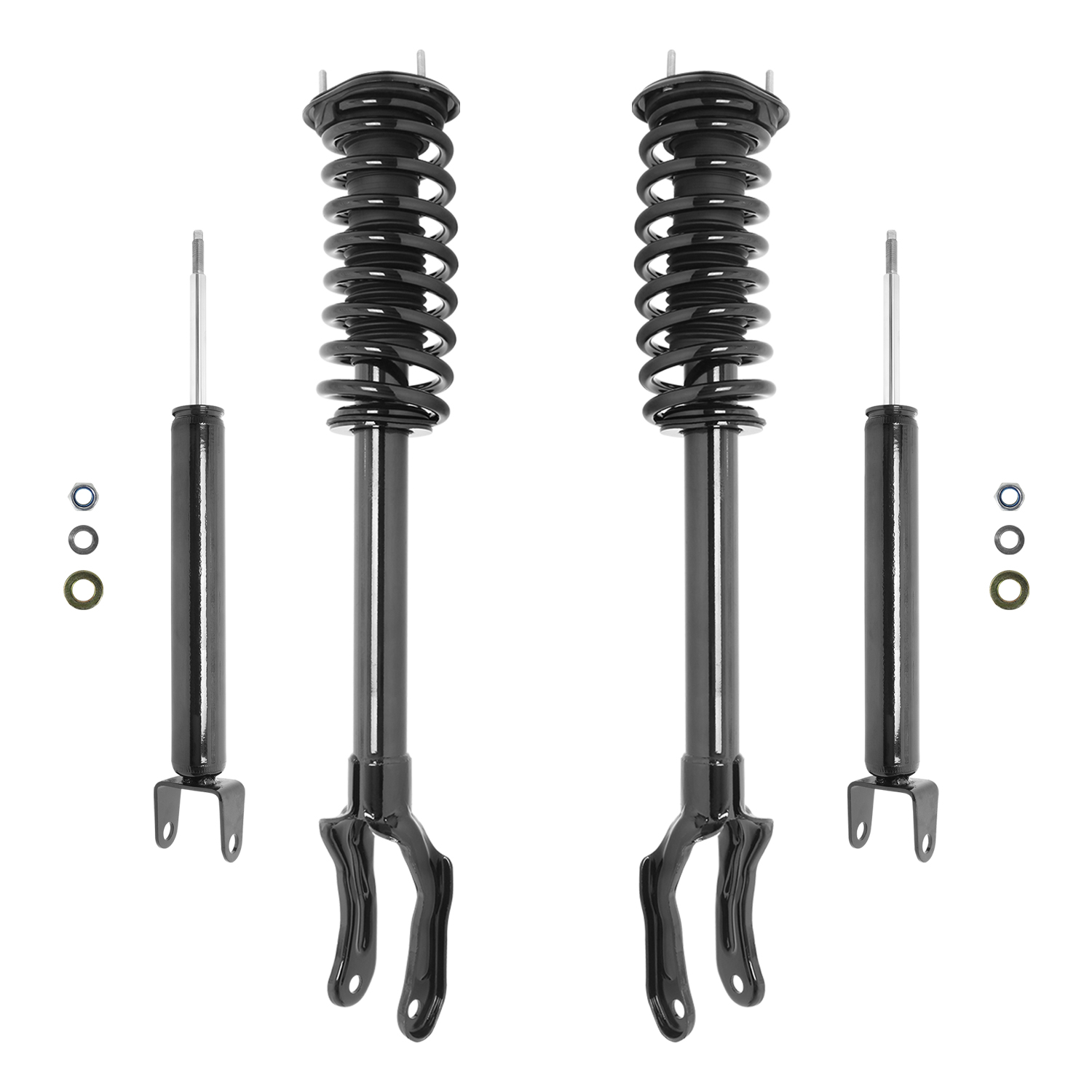 Unity Automotive Front Complete Strut Assemblies, (2) Rear Shock Absorbers - 4-11213-256500-001