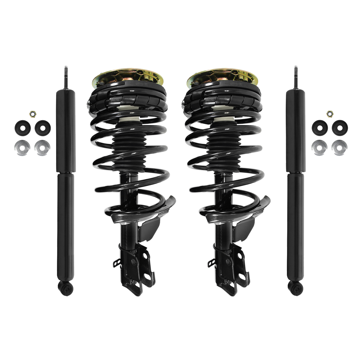 Unity Automotive Front Complete Strut Assemblies, (2) Rear Shock Absorbers - 4-11250-251150-001