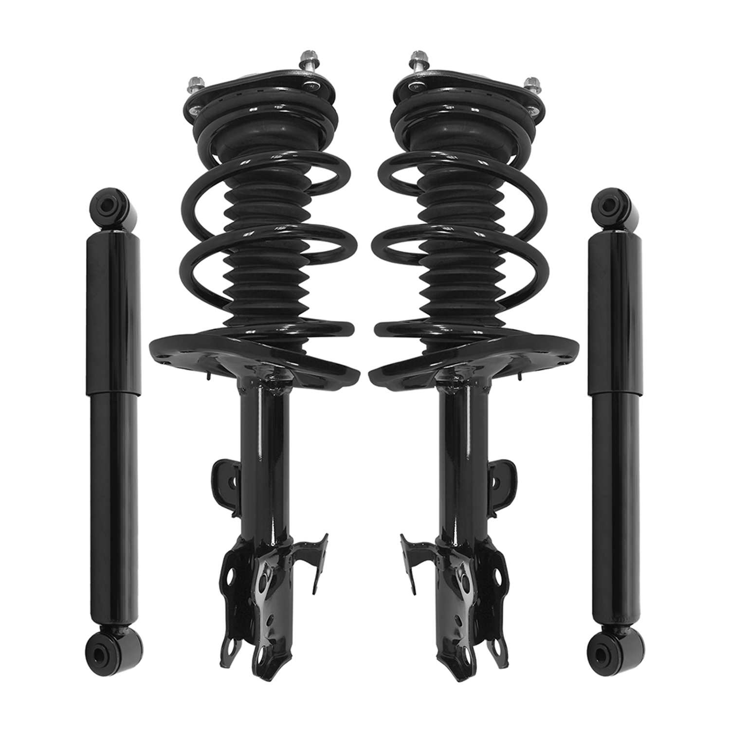 Unity Automotive Front Complete Strut Assemblies, (2) Rear Shock Absorbers - 4-11255-254060-001