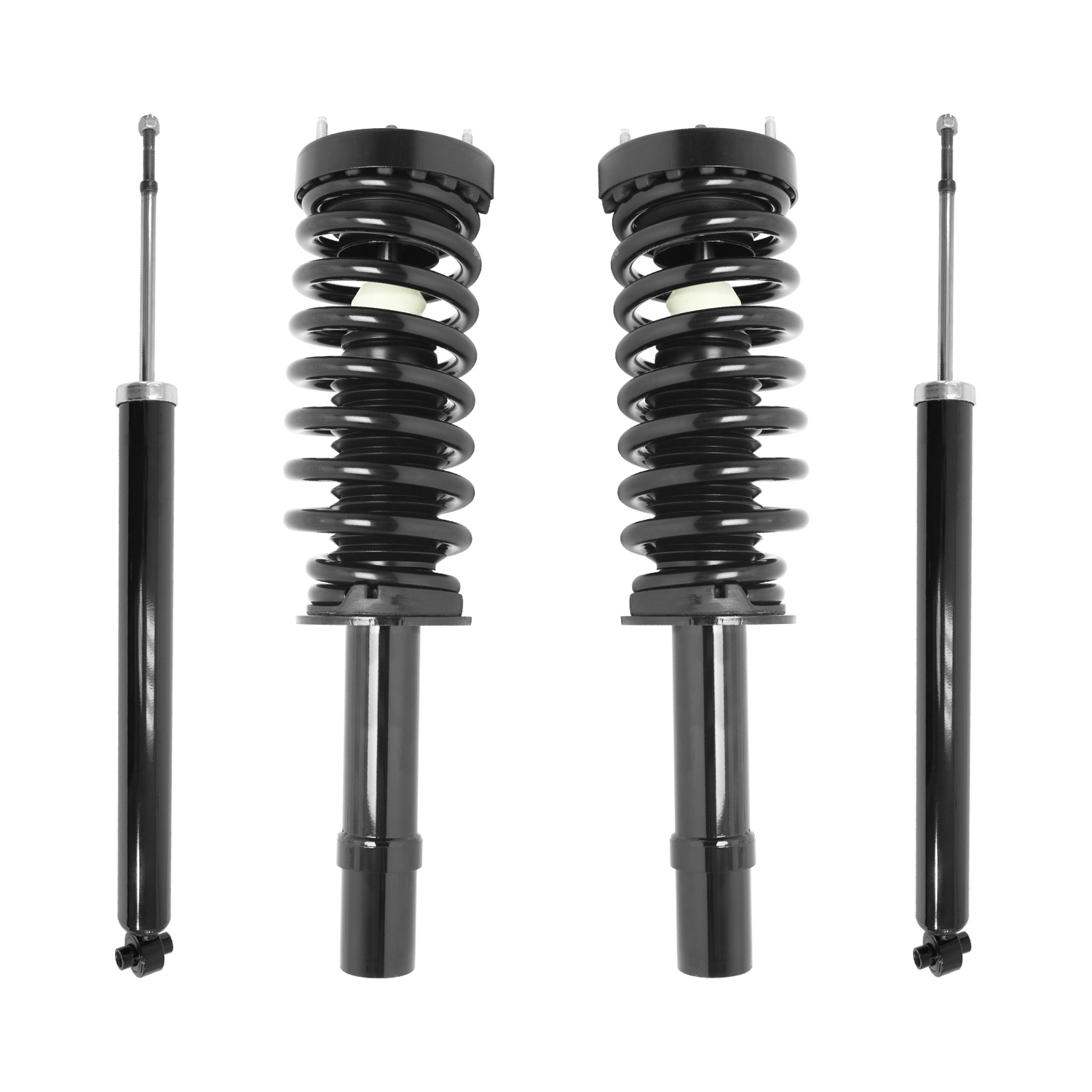 Unity Automotive Front Complete Strut Assemblies, (2) Rear Shock Absorbers - 4-11261-253230-001
