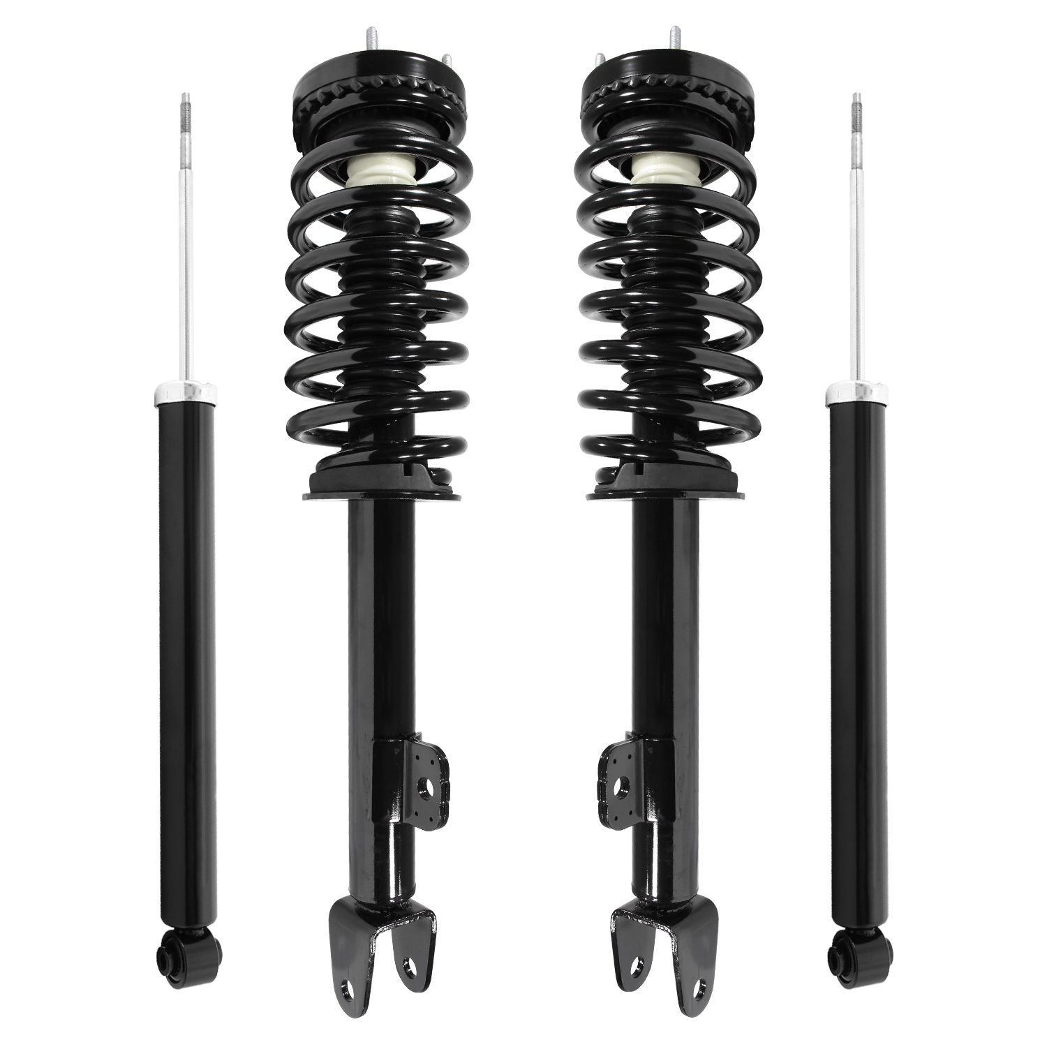 Unity Automotive Front Complete Strut Assemblies, (2) Rear Shock Absorbers - 4-11280-253600-001