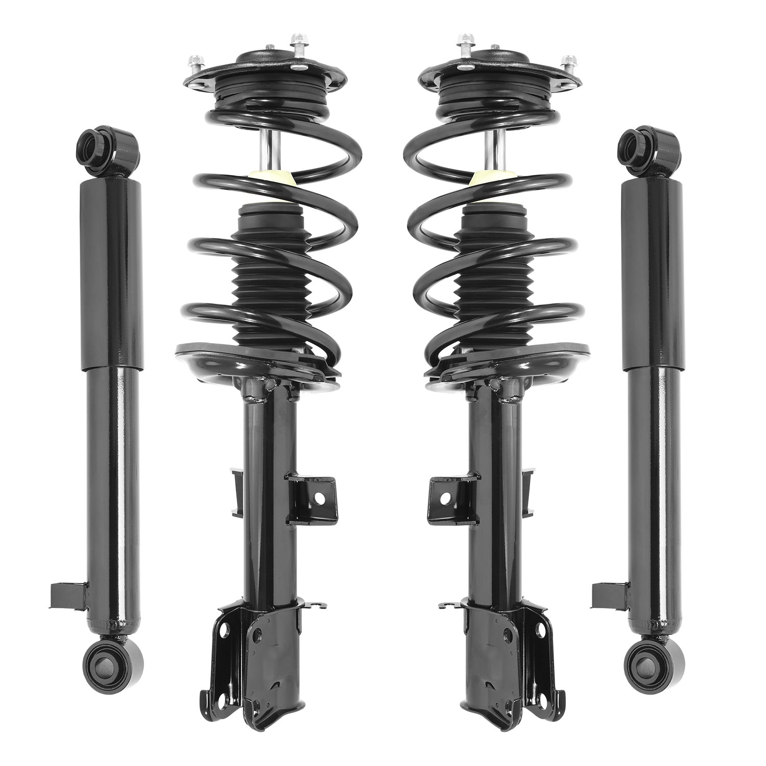 Unity Automotive Front Complete Strut Assemblies, (2) Rear Shock Absorbers - 4-11287-259170-001