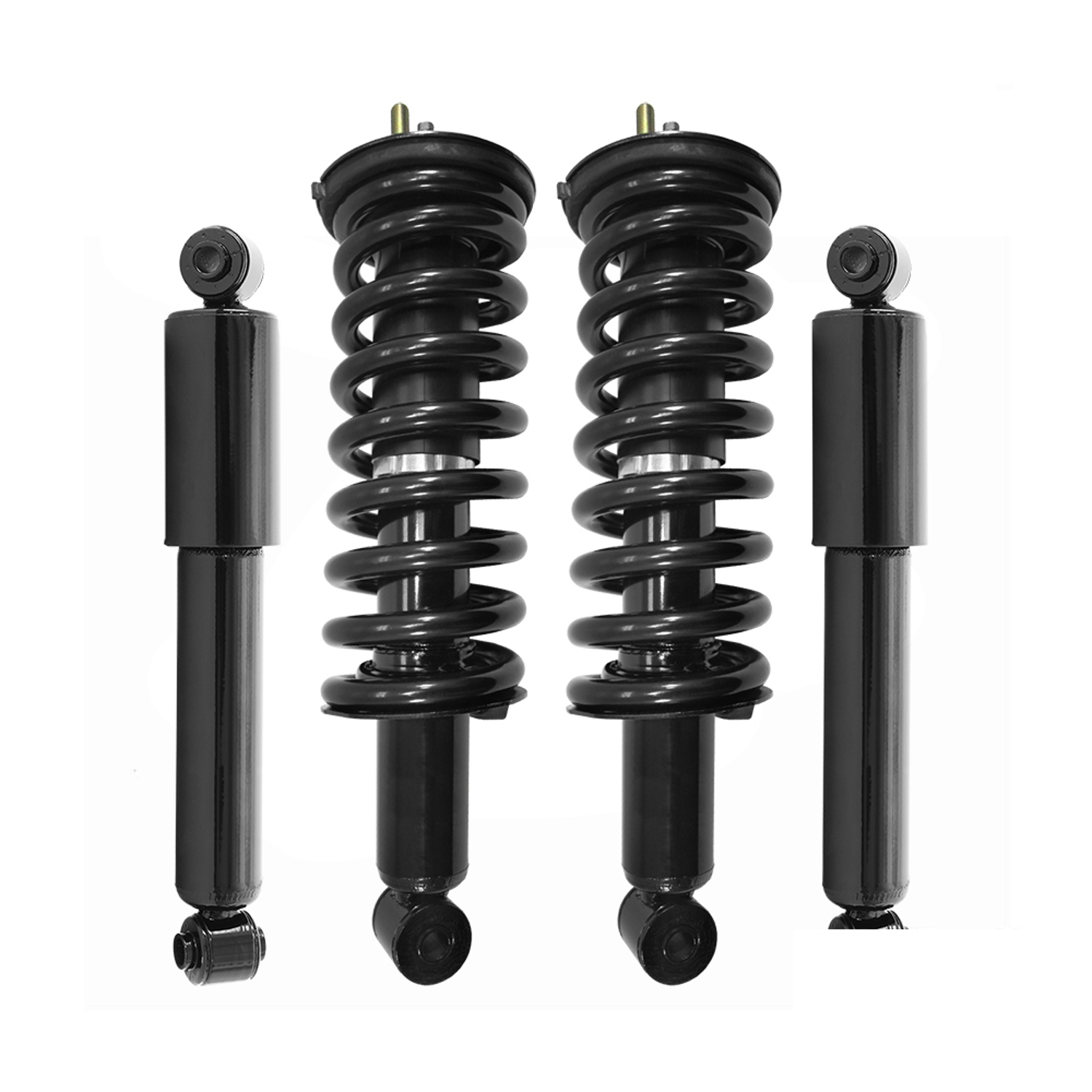 Unity Automotive Front Complete Strut Assemblies, (2) Rear Shock Absorbers - 4-11290-255050-001