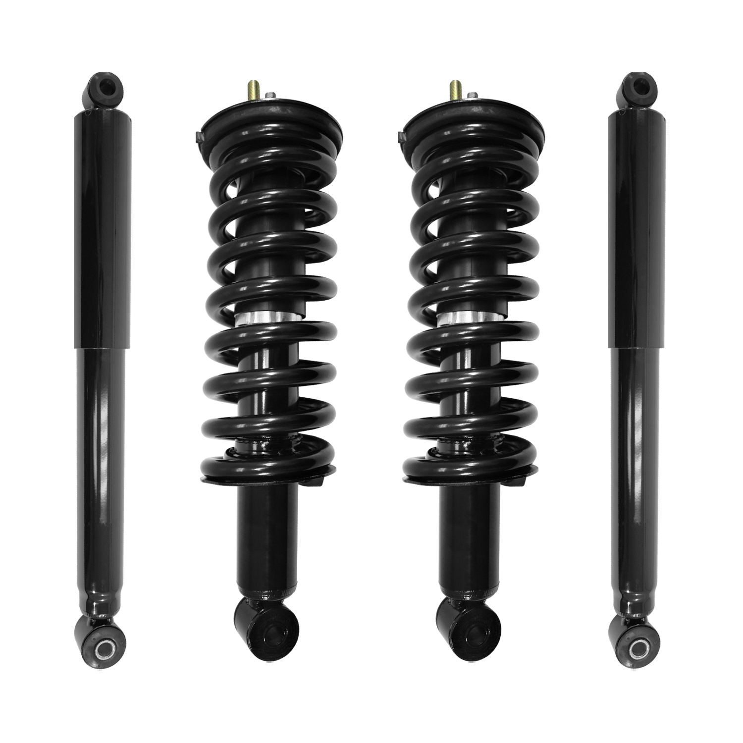 Unity Automotive Front Complete Strut Assemblies, (2) Rear Shock Absorbers - 4-11290-255240-001