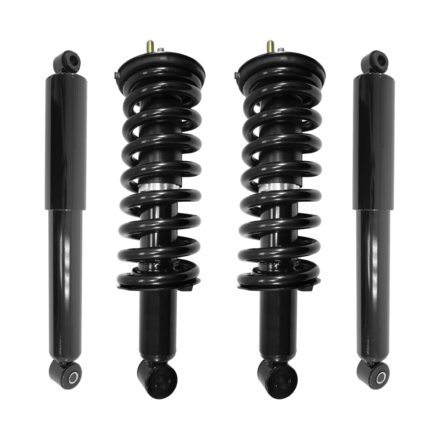 Unity Automotive Front Complete Strut Assemblies, (2) Rear Shock Absorbers - 4-11290-255250-001