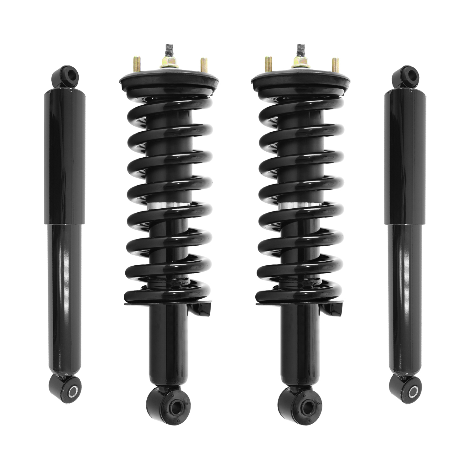 Unity Automotive Front Complete Strut Assemblies, (2) Rear Shock Absorbers - 4-11296-255250-001