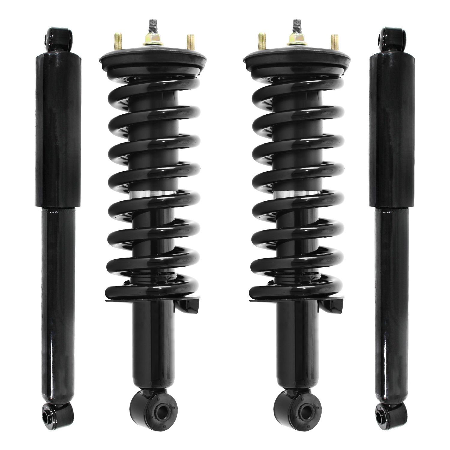Unity Automotive Front Complete Strut Assemblies, (2) Rear Shock Absorbers - 4-11296-255410-001