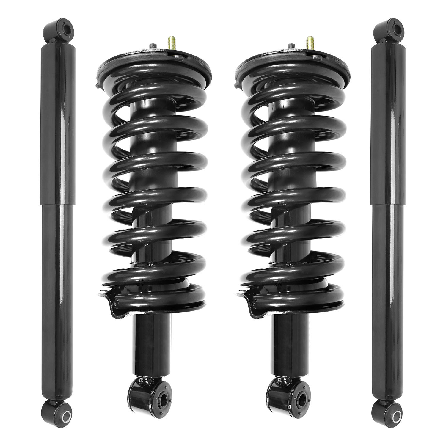 Unity Automotive Front Complete Strut Assemblies, (2) Rear Shock Absorbers - 4-11300-255400-001