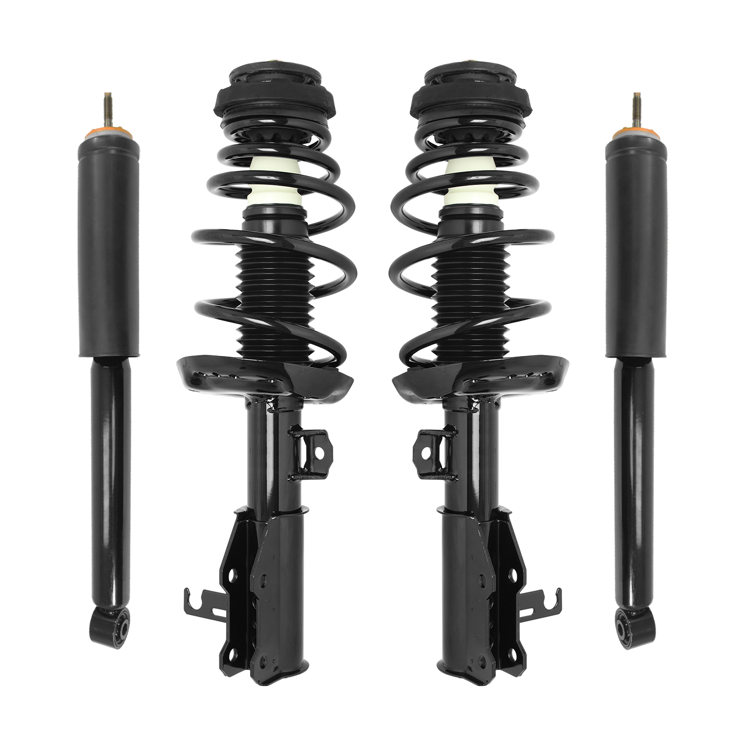 Unity Automotive Front Complete Strut Assemblies, (2) Rear Shock Absorbers - 4-11323-253080-001