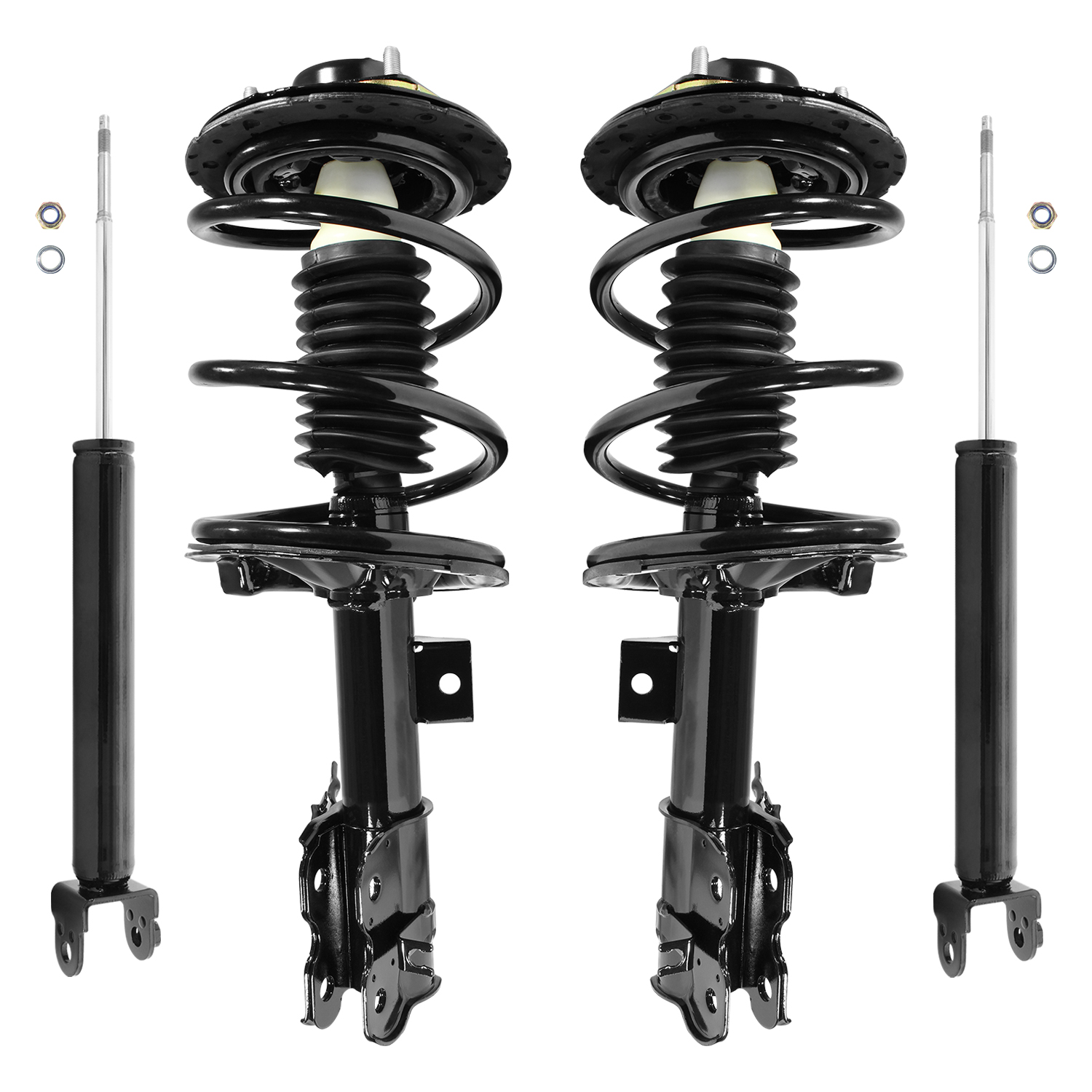 Unity Automotive Front Complete Strut Assemblies, (2) Rear Shock Absorbers - 4-11333-255900-001