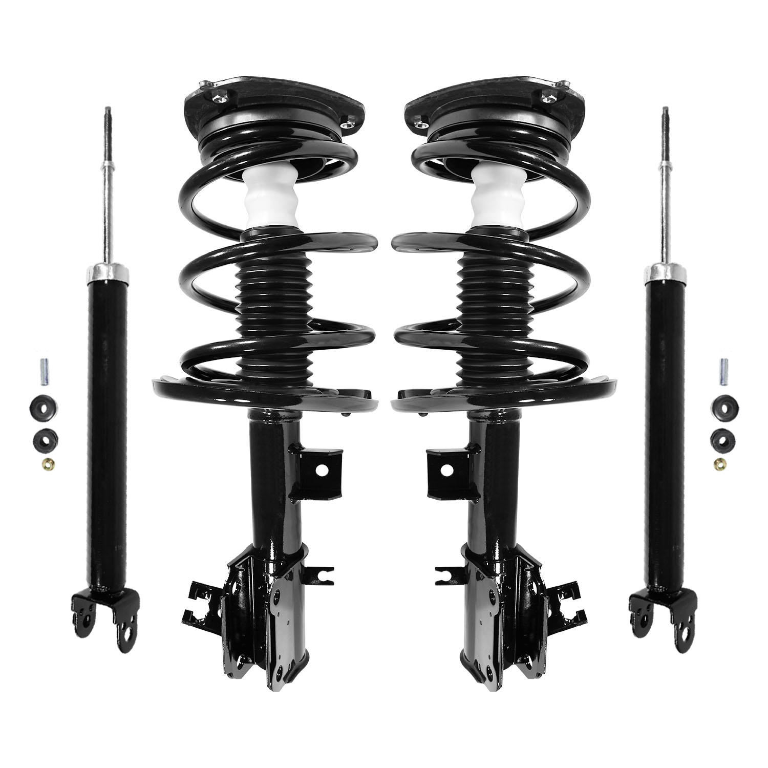 Unity Automotive Front Complete Strut Assemblies, (2) Rear Shock Absorbers - 4-11335-255130-001