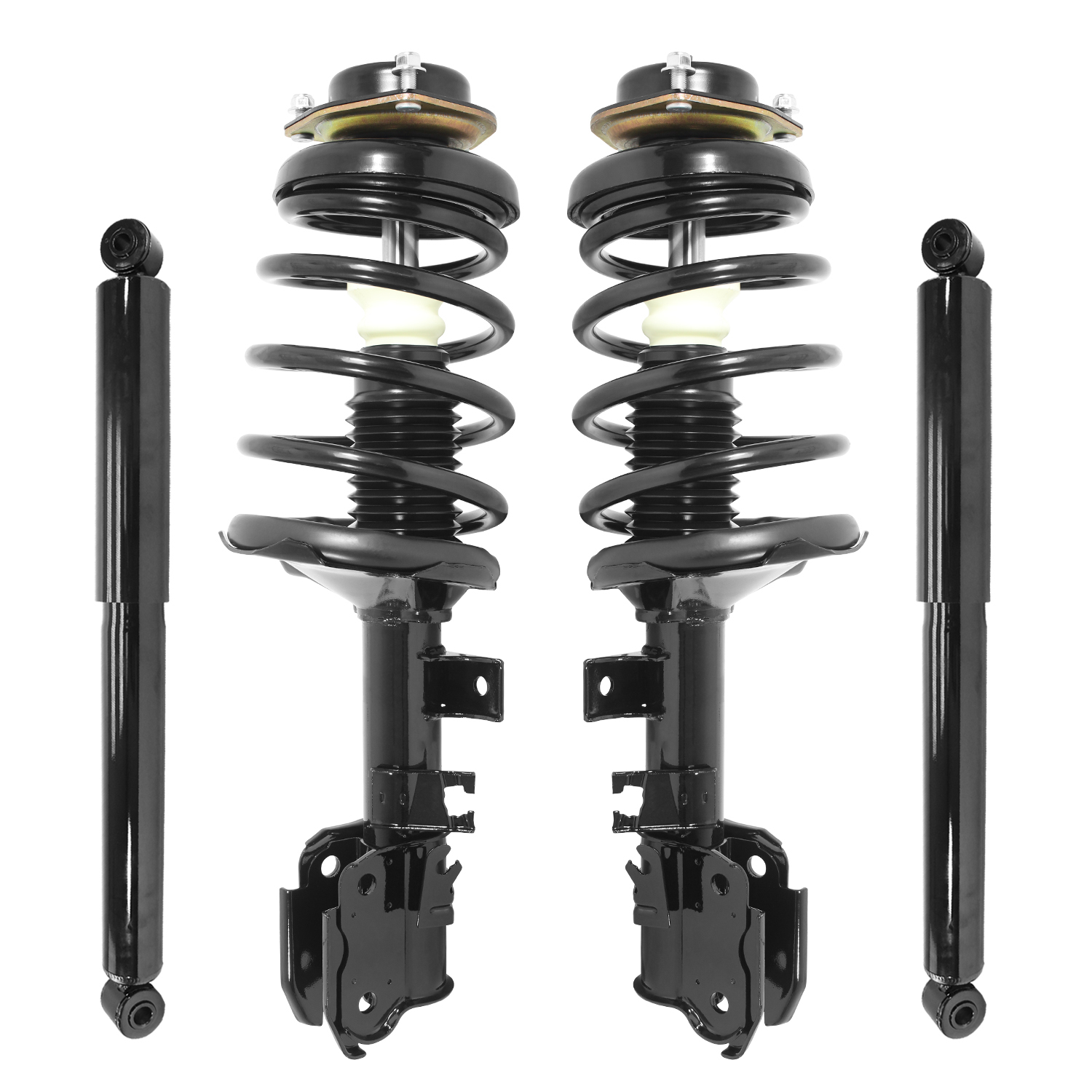 Unity Automotive Front Complete Strut Assemblies, (2) Rear Shock Absorbers - 4-11343-255340-001