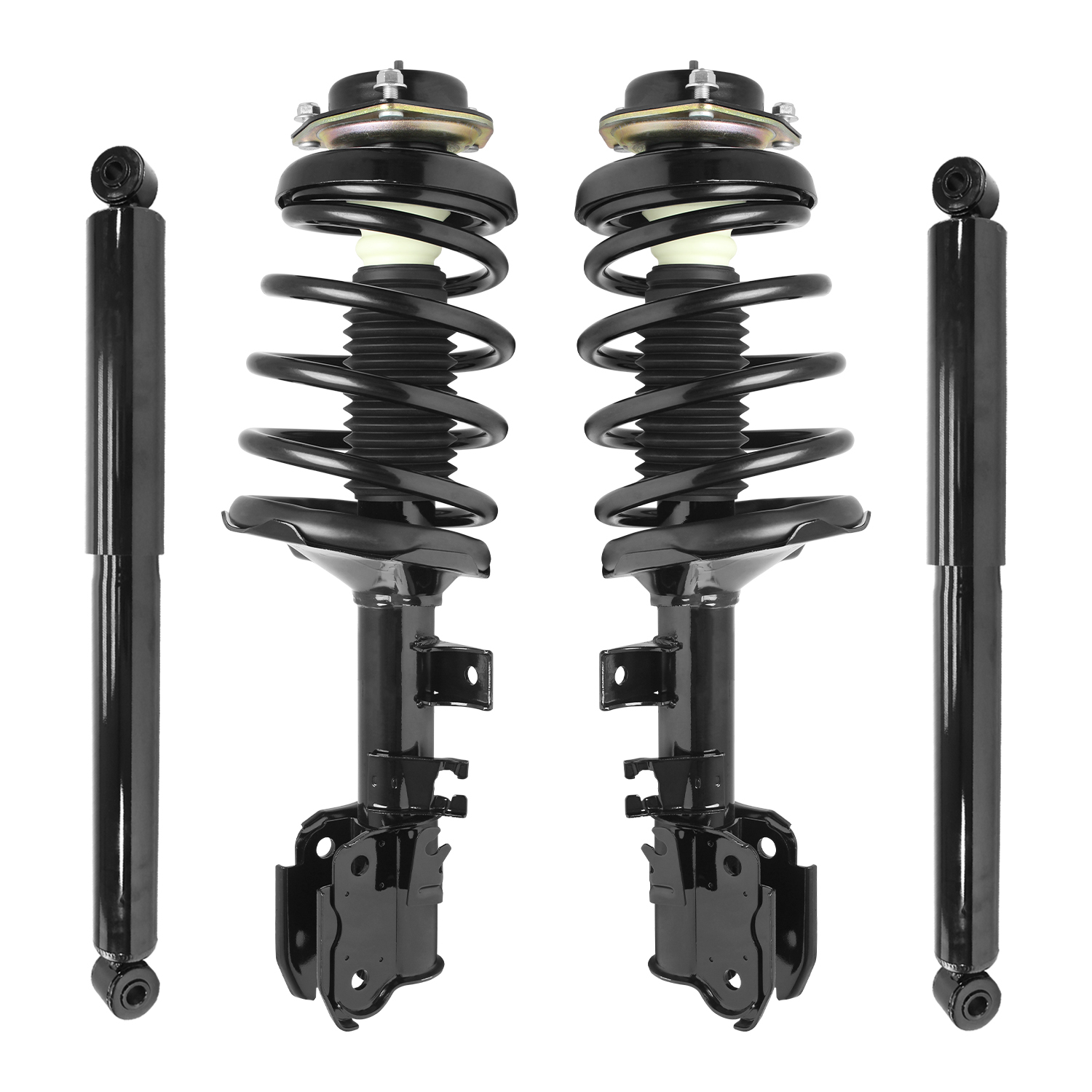 Unity Automotive Front Complete Strut Assemblies, (2) Rear Shock Absorbers - 4-11345-255340-001