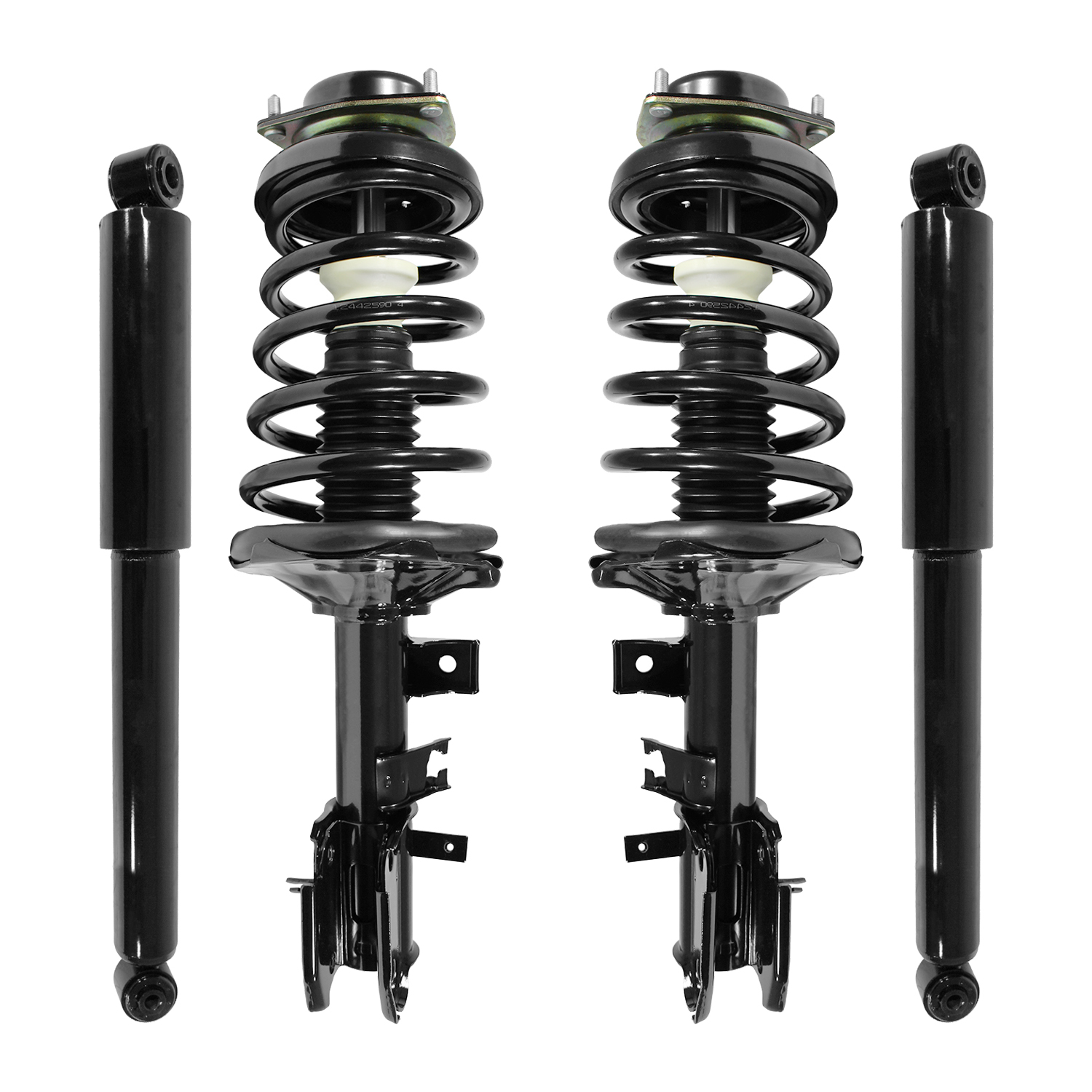 Unity Automotive Front Complete Strut Assemblies, (2) Rear Shock Absorbers - 4-11351-255420-001