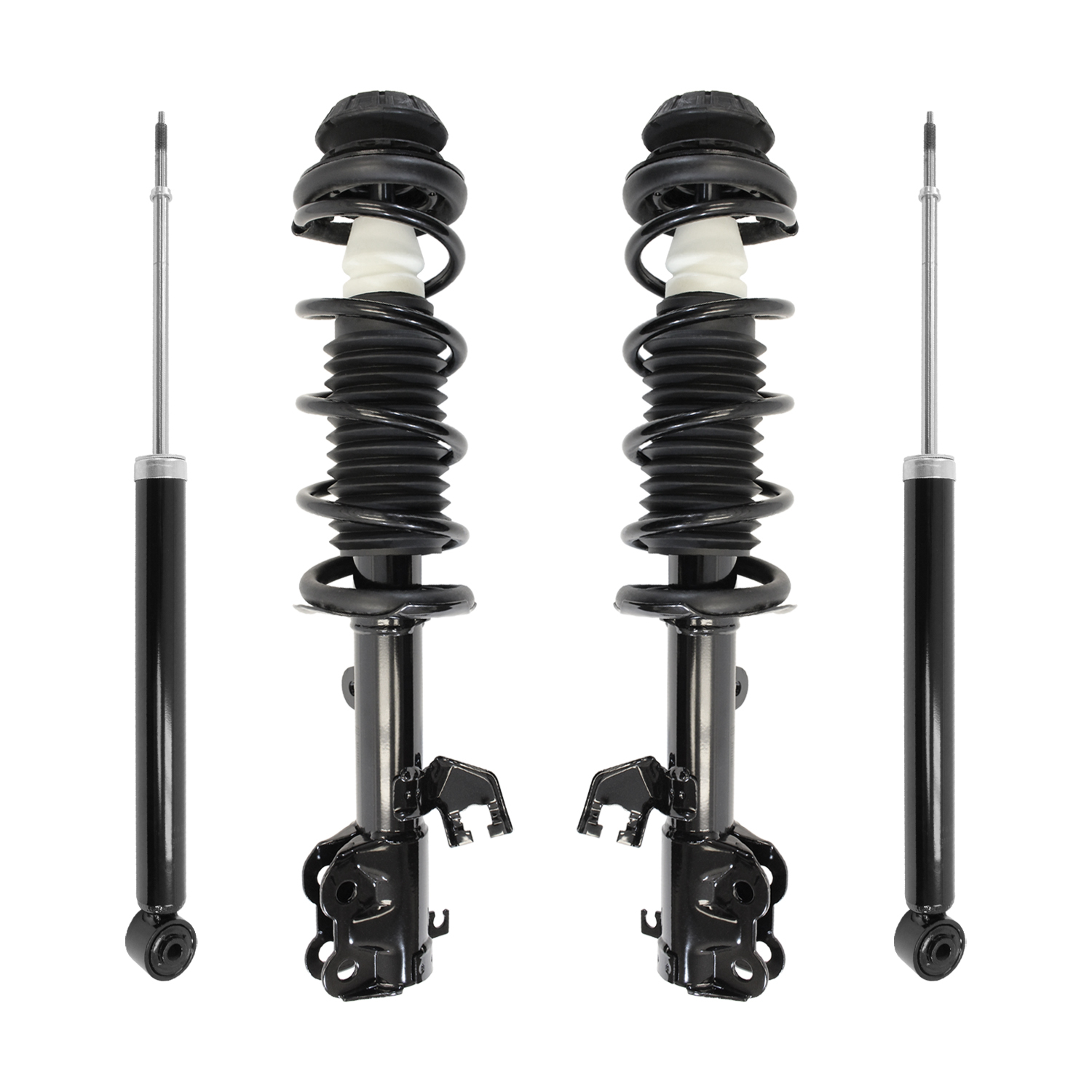 Unity Automotive Front Complete Strut Assemblies, (2) Rear Shock Absorbers - 4-11359-255140-001