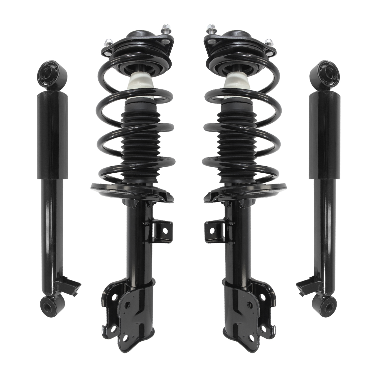 Unity Automotive Front Complete Strut Assemblies, (2) Rear Shock Absorbers - 4-11365-259060-001