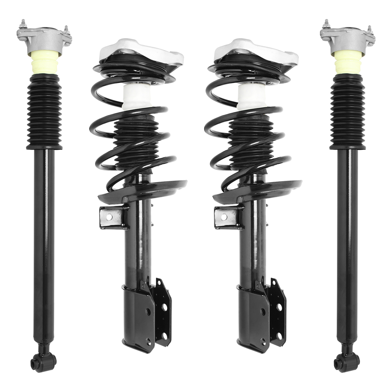 Unity Automotive Front Complete Strut Assemblies, (2) Rear Shock Absorbers - 4-11370-257080-001
