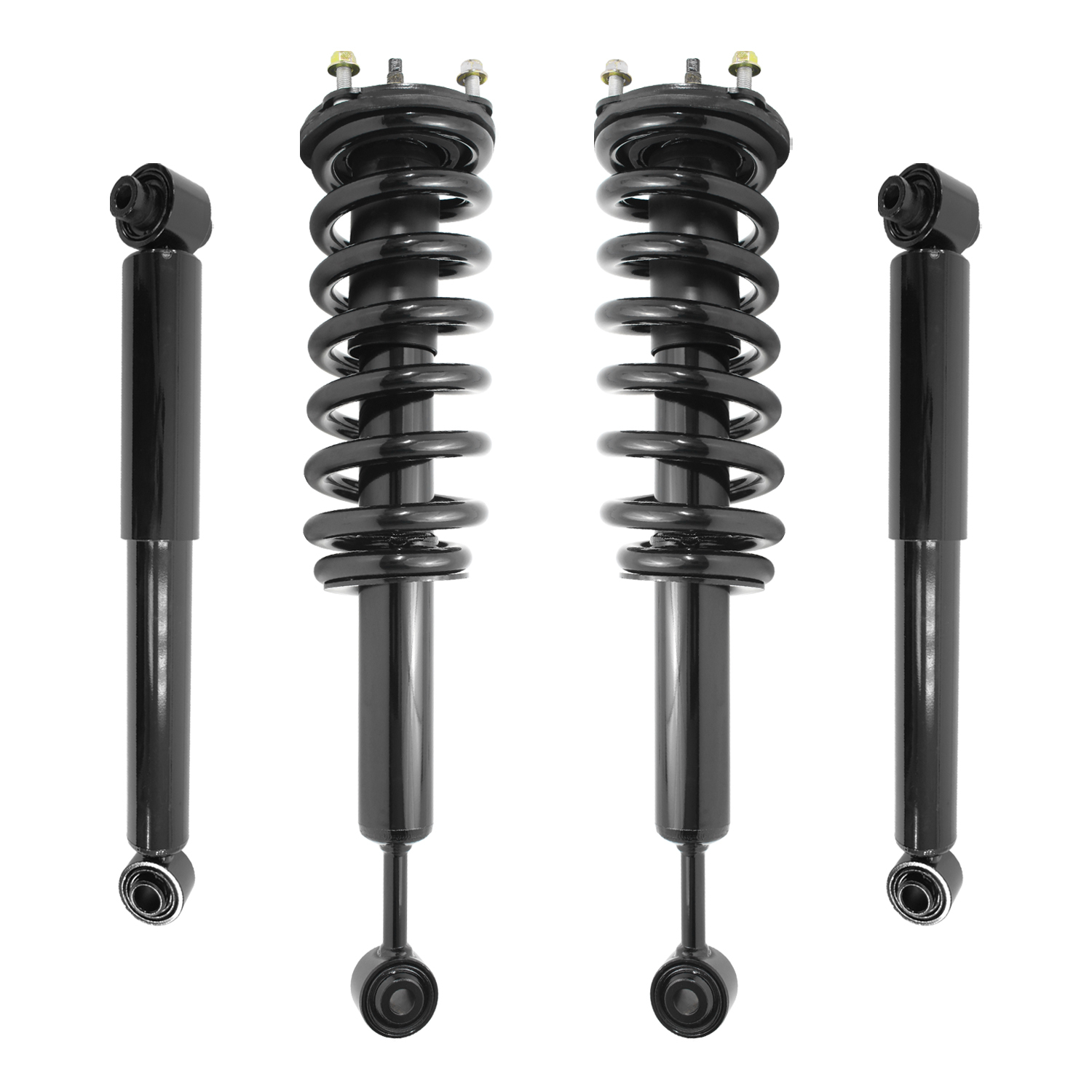 Unity Automotive Front Complete Strut Assemblies, (2) Rear Shock Absorbers - 4-11383-254150-001