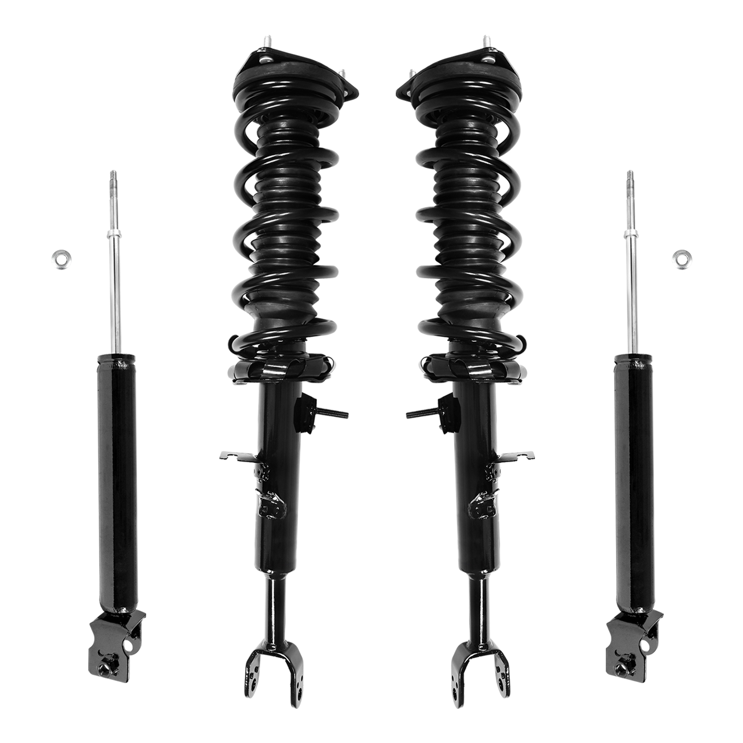 Unity Automotive Front Complete Strut Assemblies, (2) Rear Shock Absorbers - 4-11393-255210-001