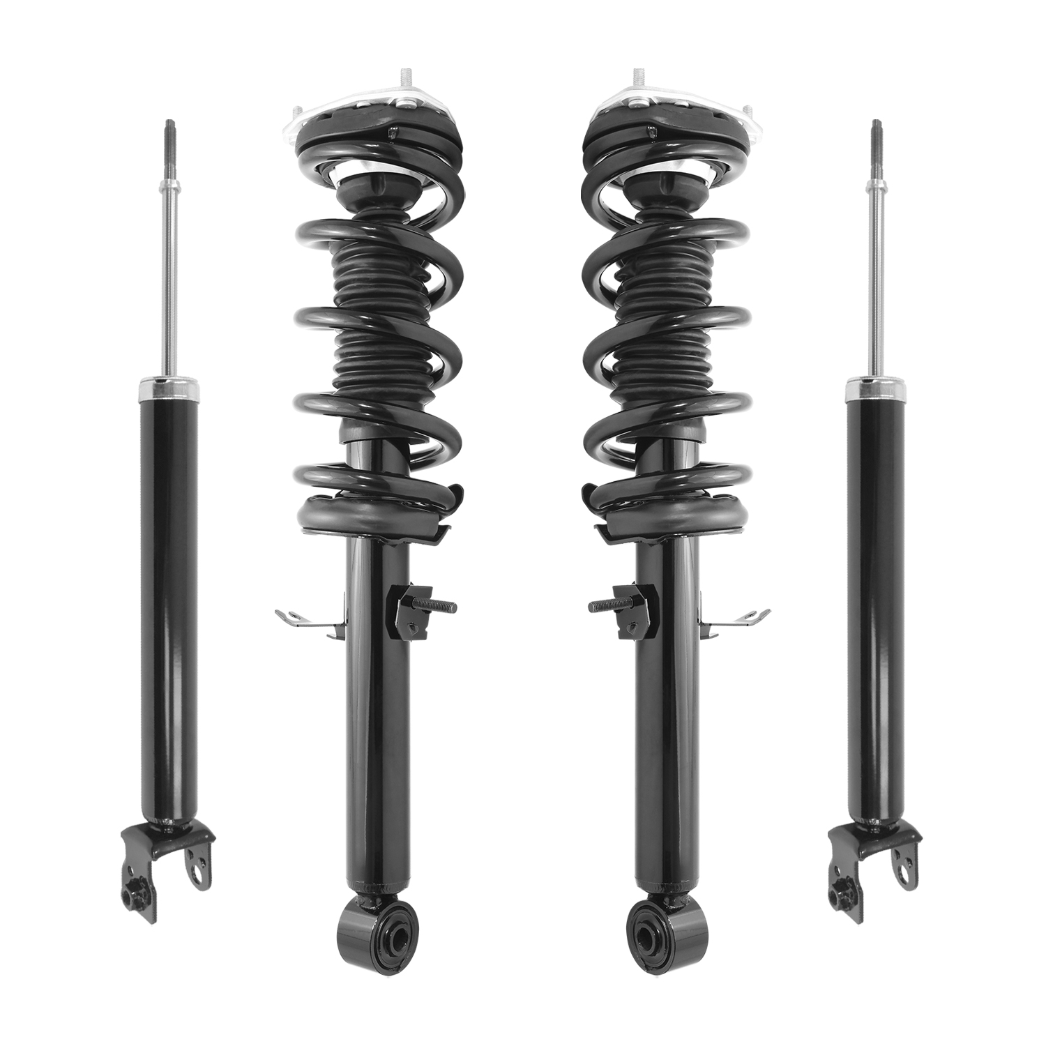 Unity Automotive Front Complete Strut Assemblies, (2) Rear Shock Absorbers - 4-11405-255150-001