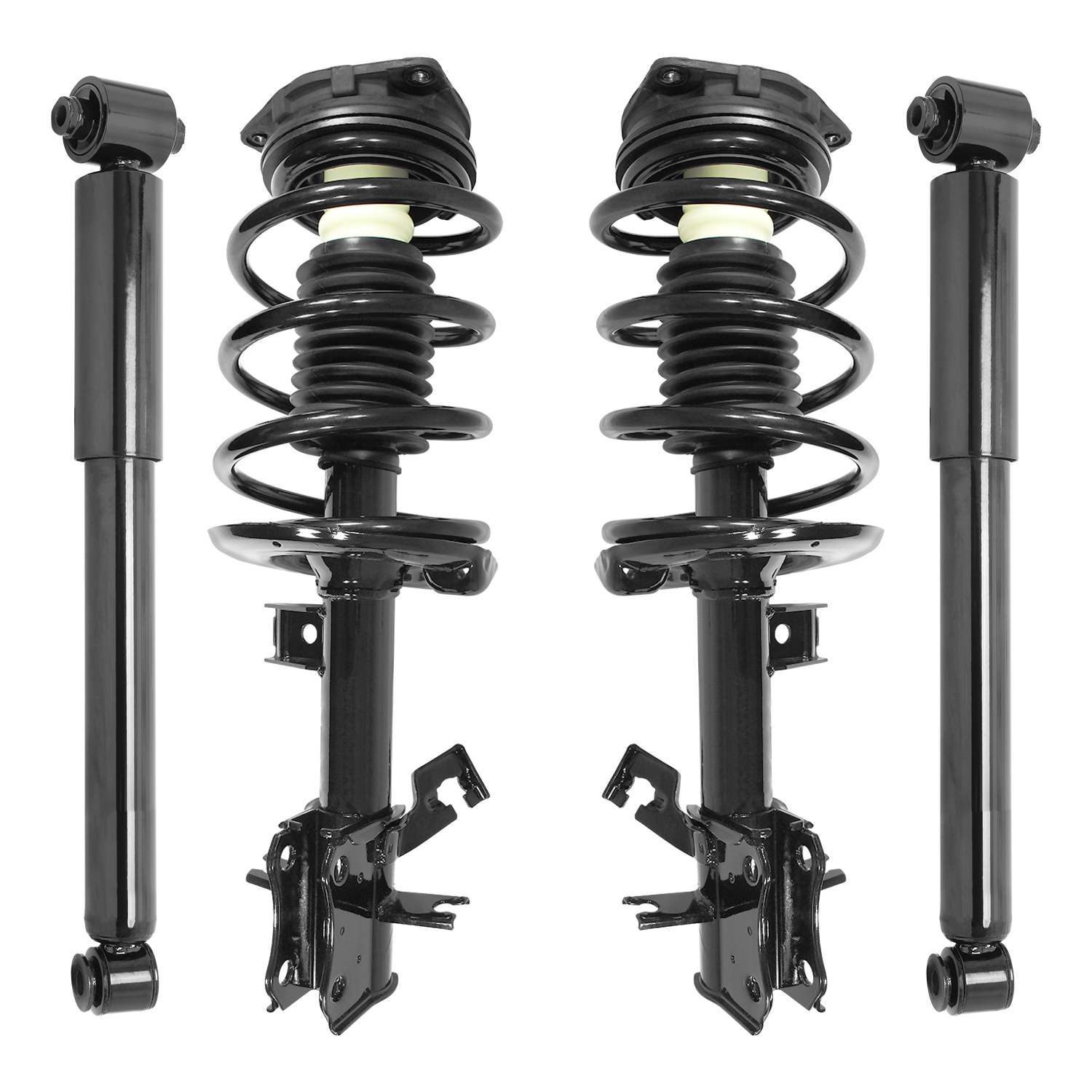 Unity Automotive Front Complete Strut Assemblies, (2) Rear Shock Absorbers - 4-11453-255800-001