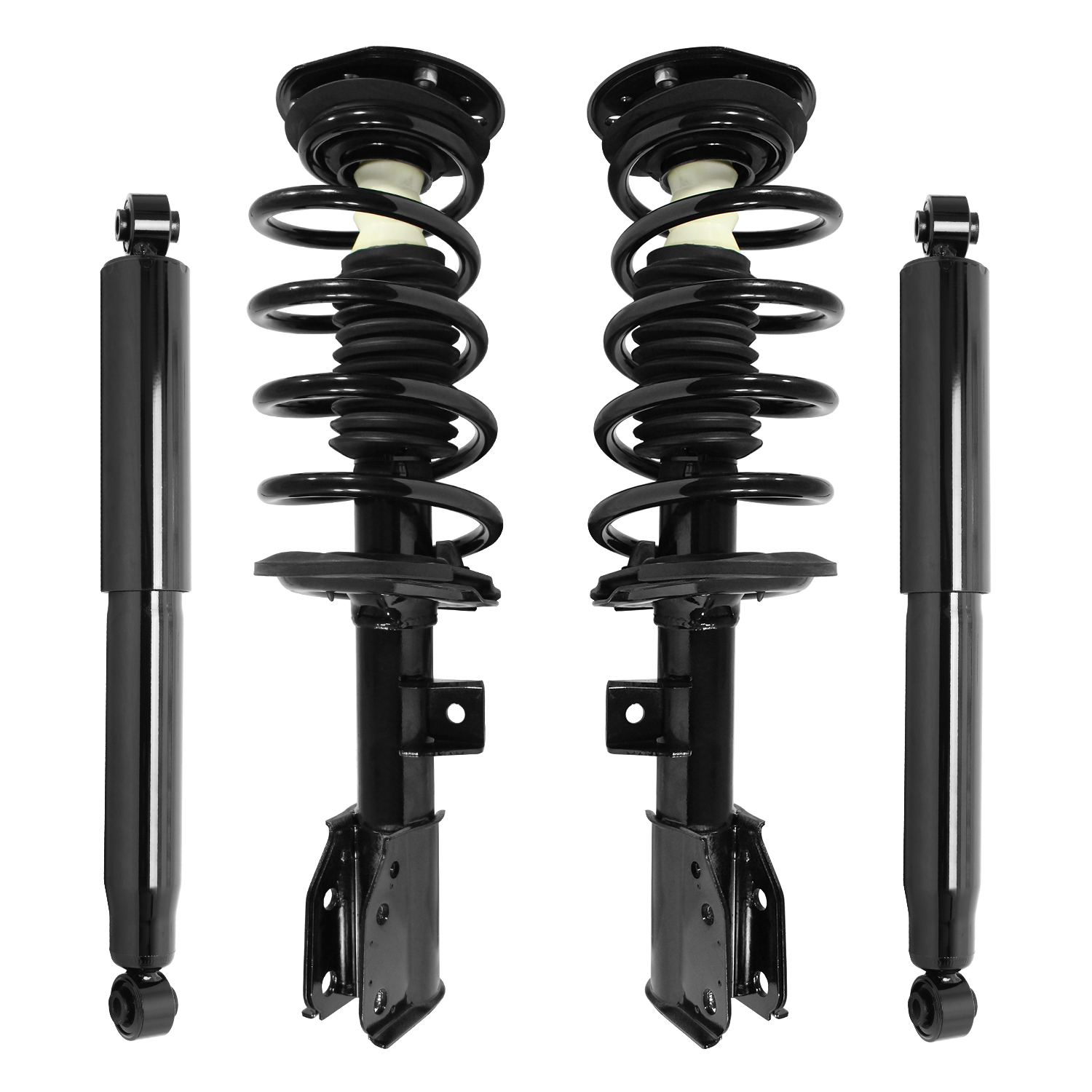 Unity Automotive Front Complete Strut Assemblies, (2) Rear Shock Absorbers - 4-11463-251140-001