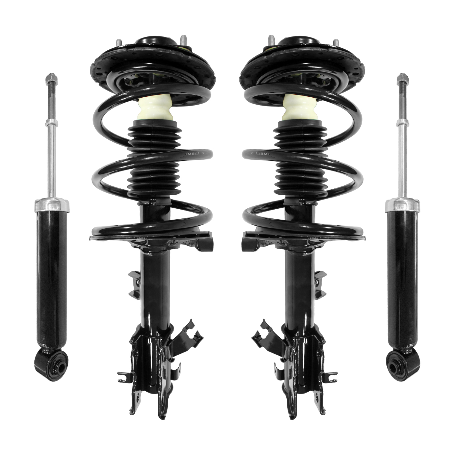 Unity Automotive Front Complete Strut Assemblies, (2) Rear Shock Absorbers - 4-11475-255610-001