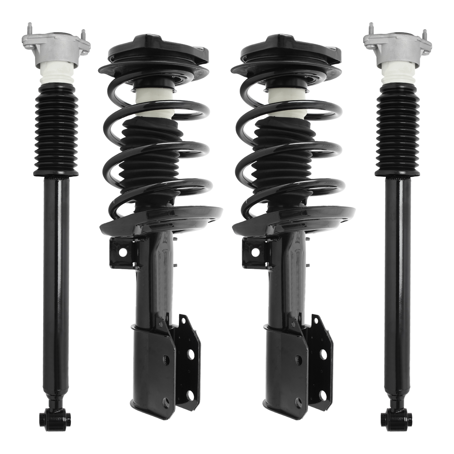 Unity Automotive Front Complete Strut Assemblies, (2) Rear Shock Absorbers - 4-11480-254870-001