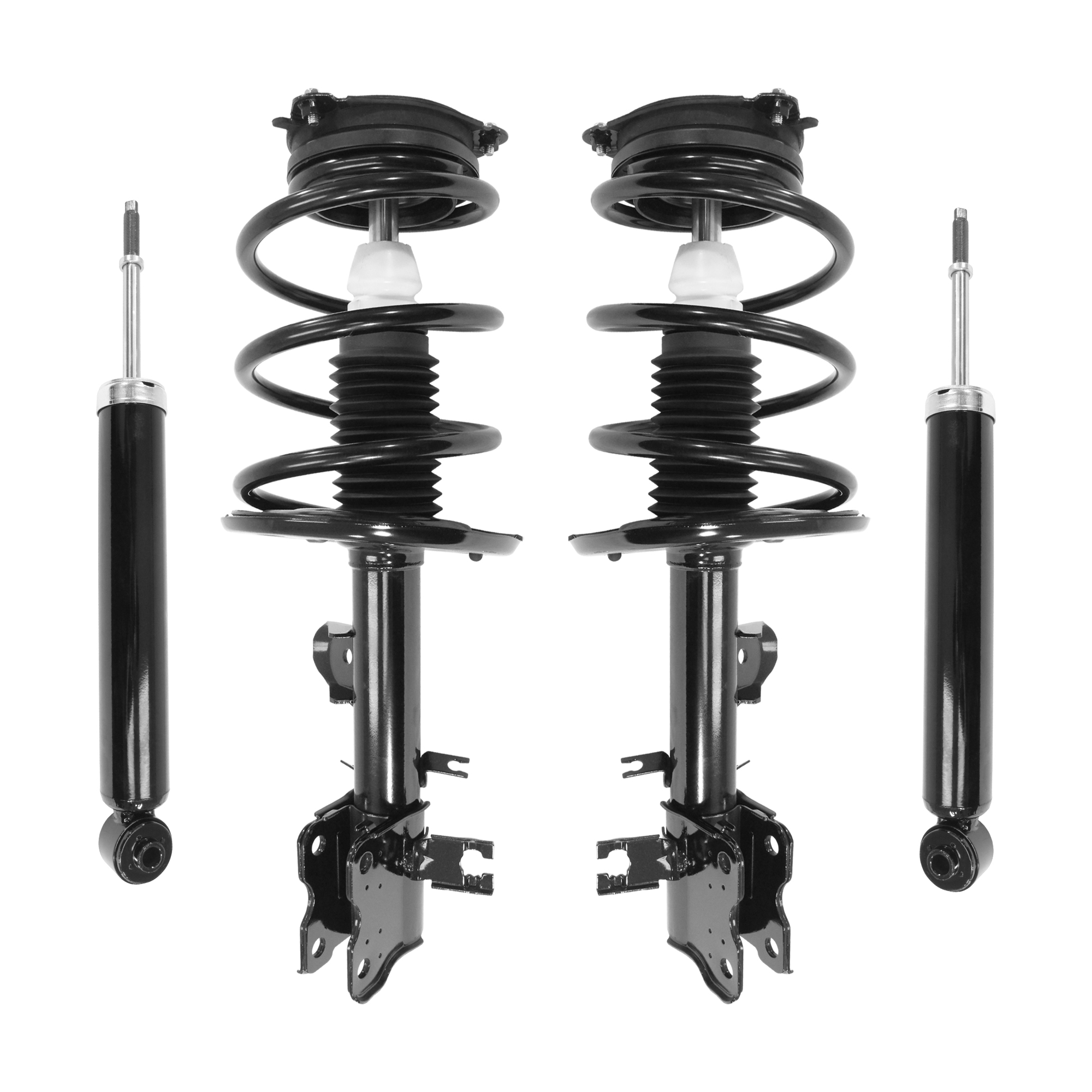 Unity Automotive Front Complete Strut Assemblies, (2) Rear Shock Absorbers - 4-11487-255430-001