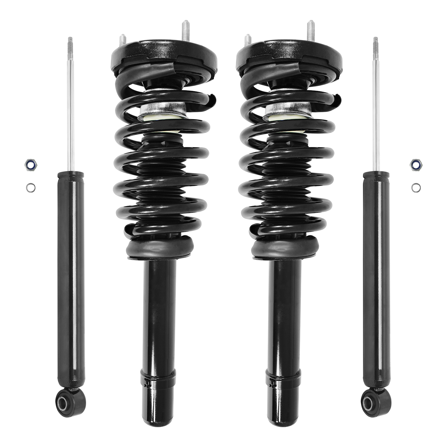 Unity Automotive Front Complete Strut Assemblies, (2) Rear Shock Absorbers - 4-11560-259810-001