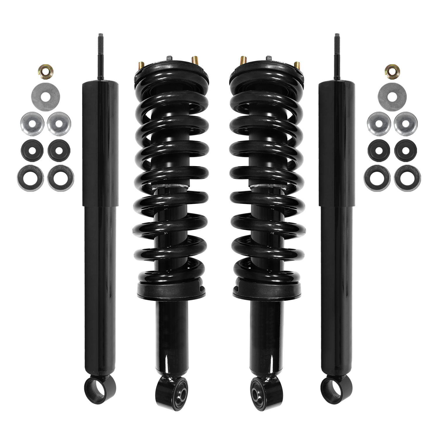 Unity Automotive Front Complete Strut Assemblies, (2) Rear Shock Absorbers - 4-11561-254010-001