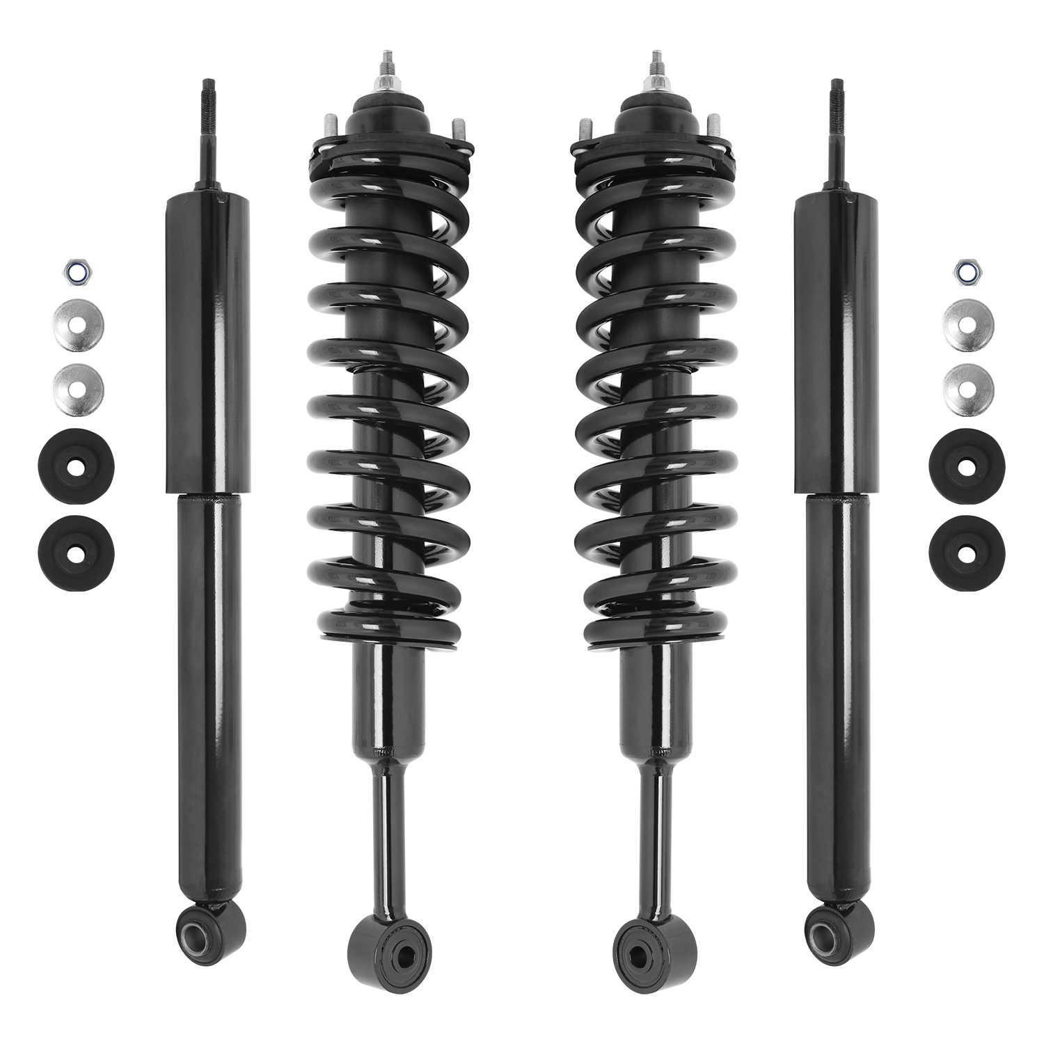 Unity Automotive Front Complete Strut Assemblies, (2) Rear Shock Absorbers - 4-11563-254030-001
