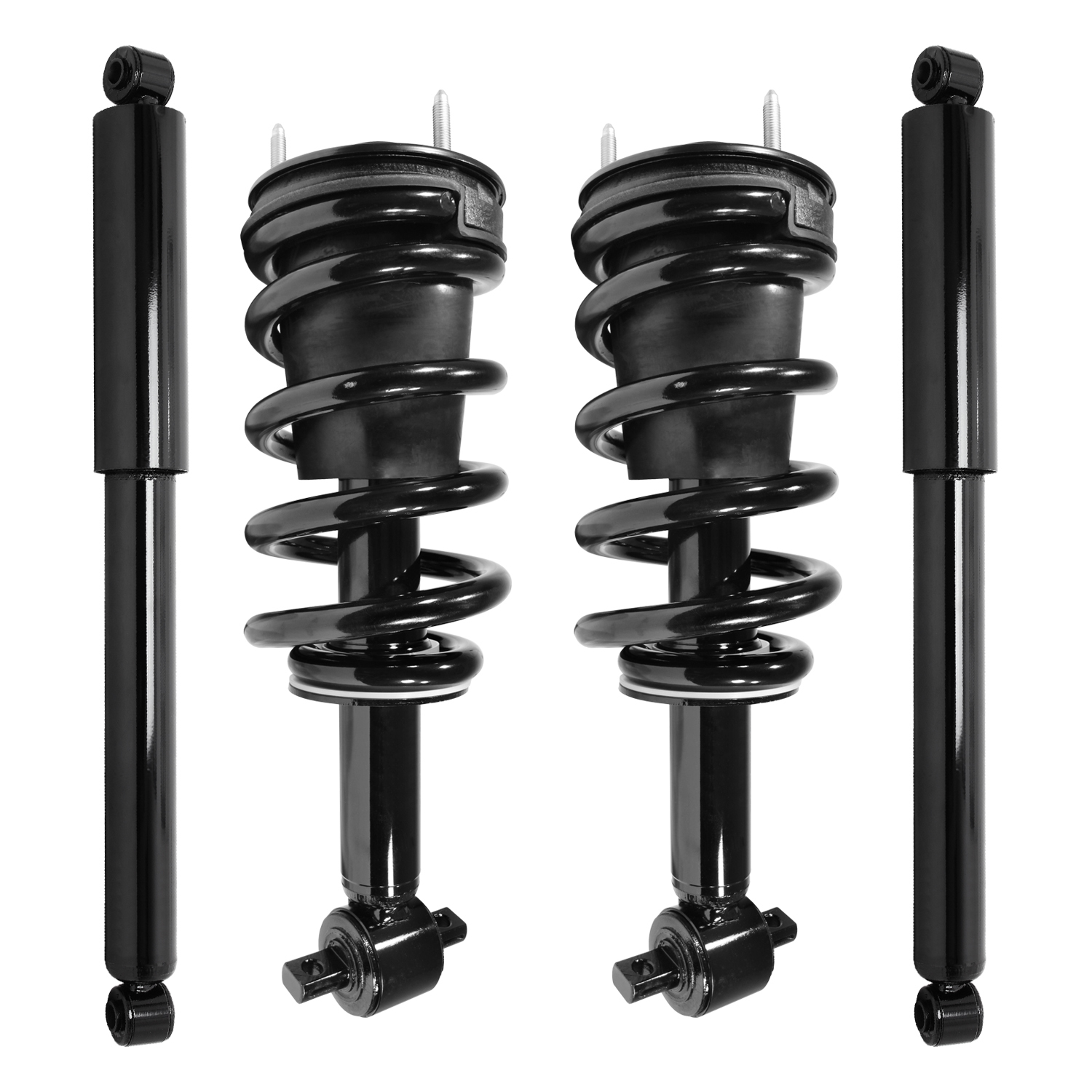 Unity Automotive Front Complete Strut Assemblies, (2) Rear Shock Absorbers - 4-11580-251500-001