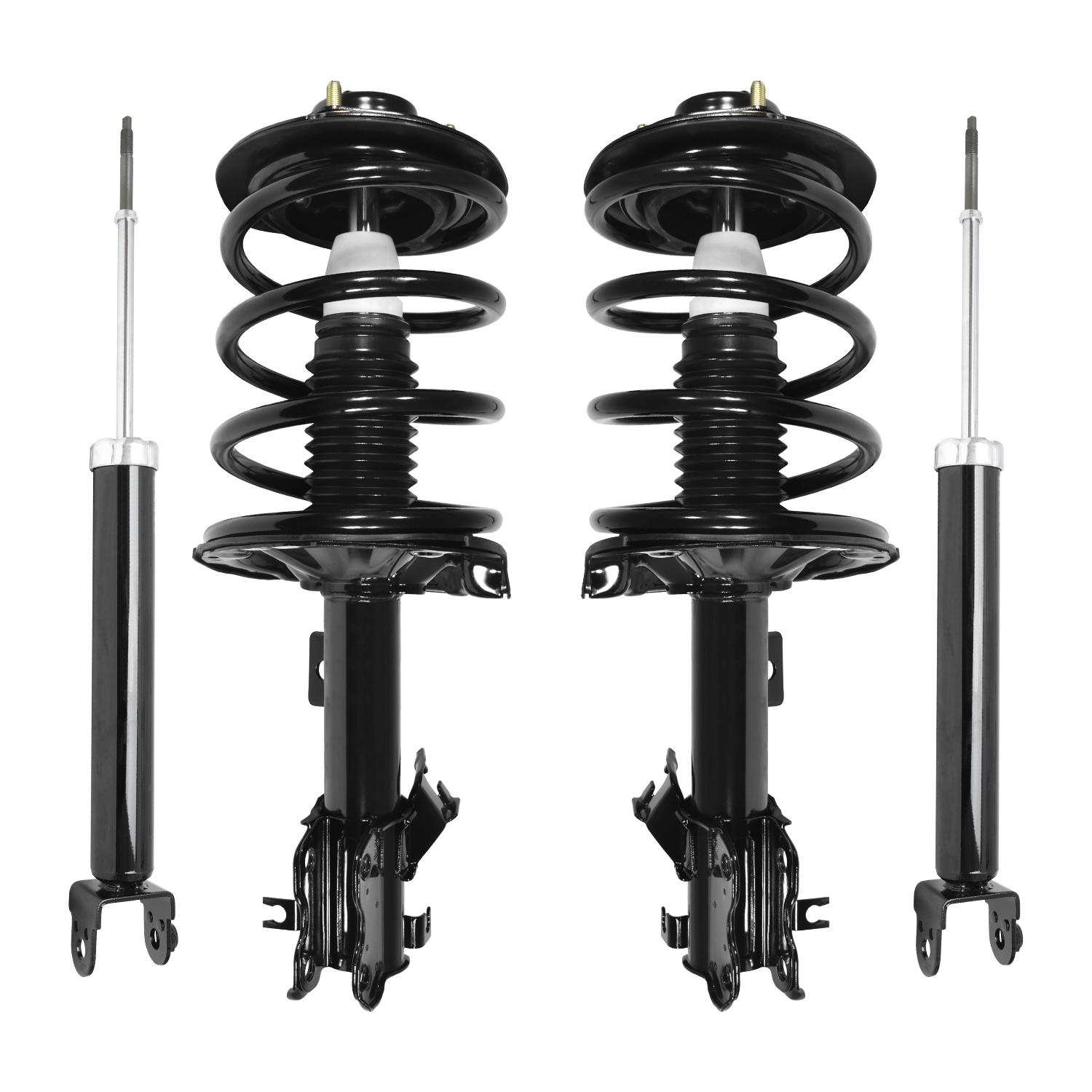 Unity Automotive Front Complete Strut Assemblies, (2) Rear Shock Absorbers - 4-11591-255010-001