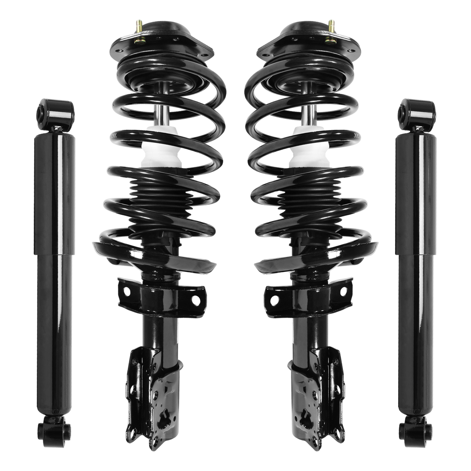 Unity Automotive Front Complete Strut Assemblies, (2) Rear Shock Absorbers - 4-11601-251030-001