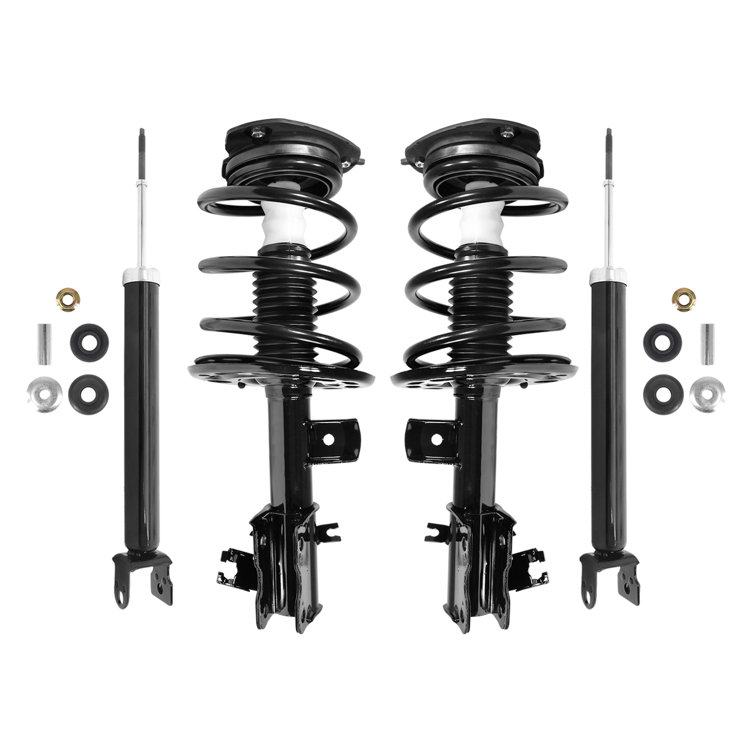 Unity Automotive Front Complete Strut Assemblies, (2) Rear Shock Absorbers - 4-11611-255030-001