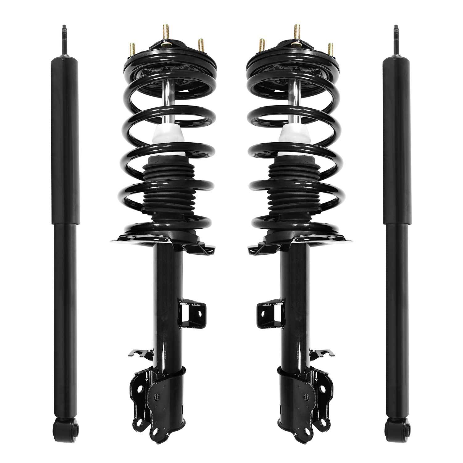 Unity Automotive Front Complete Strut Assemblies, (2) Rear Shock Absorbers - 4-11621-252040-001