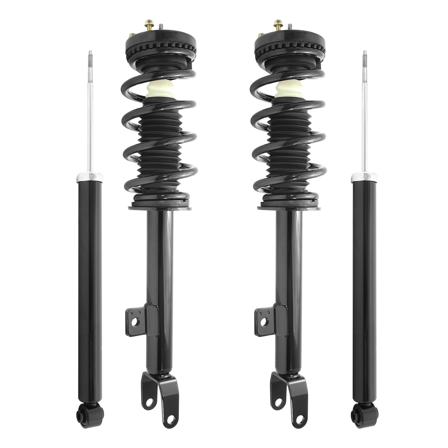 Unity Automotive Front Complete Strut Assemblies, (2) Rear Shock Absorbers - 4-11630-253600-001