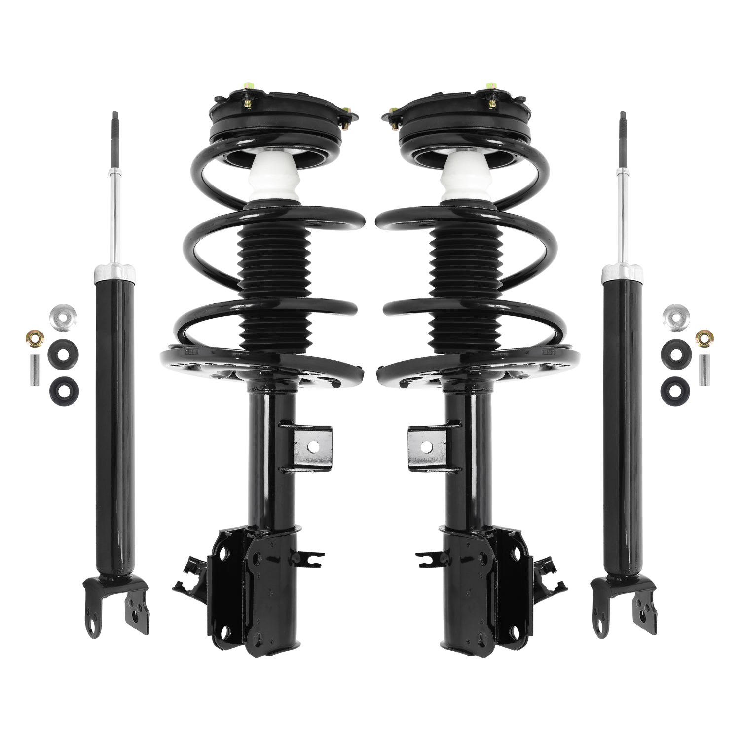 Unity Automotive Front Complete Strut Assemblies, (2) Rear Shock Absorbers - 4-11633-255030-001