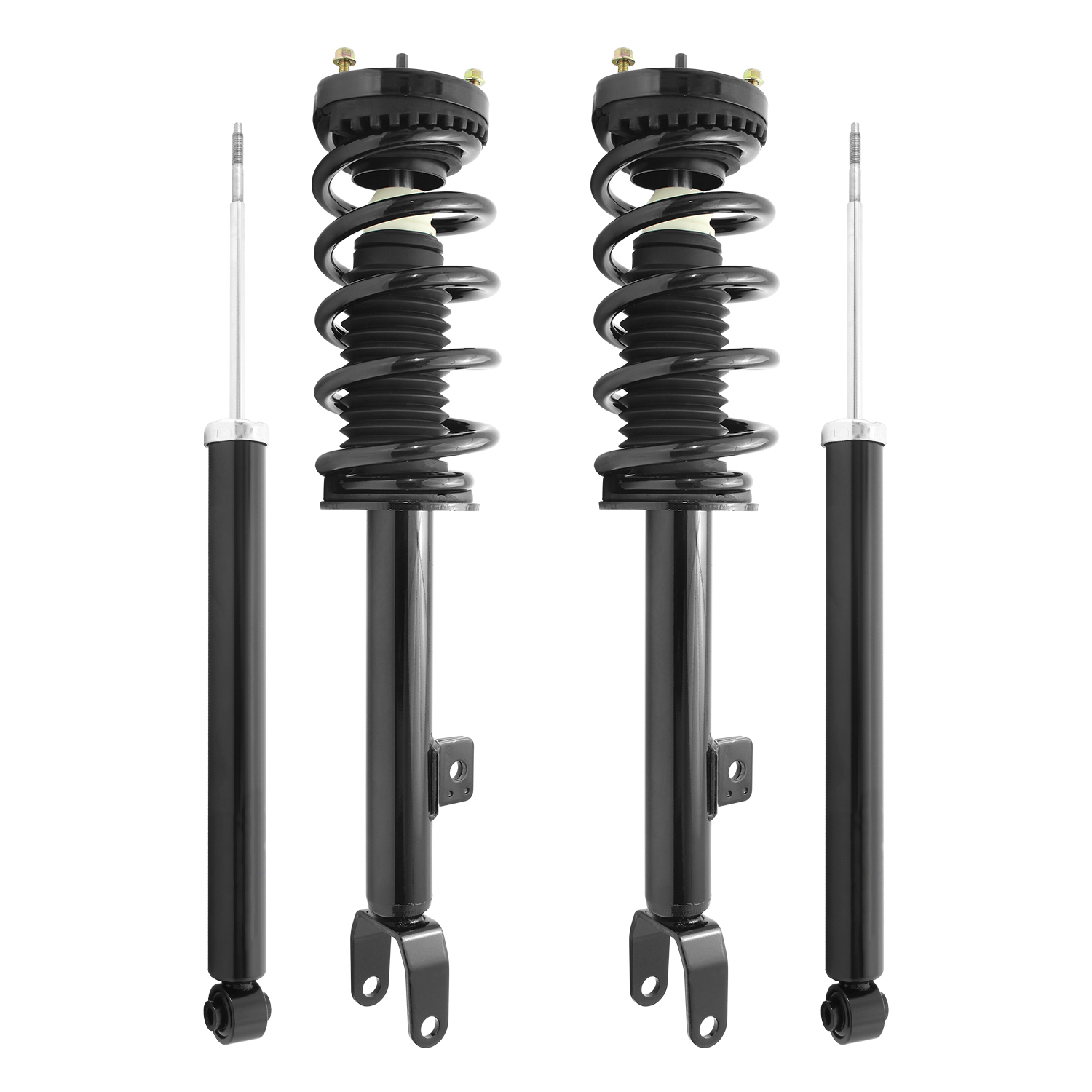 Unity Automotive Front Complete Strut Assemblies, (2) Rear Shock Absorbers - 4-11640-253600-001