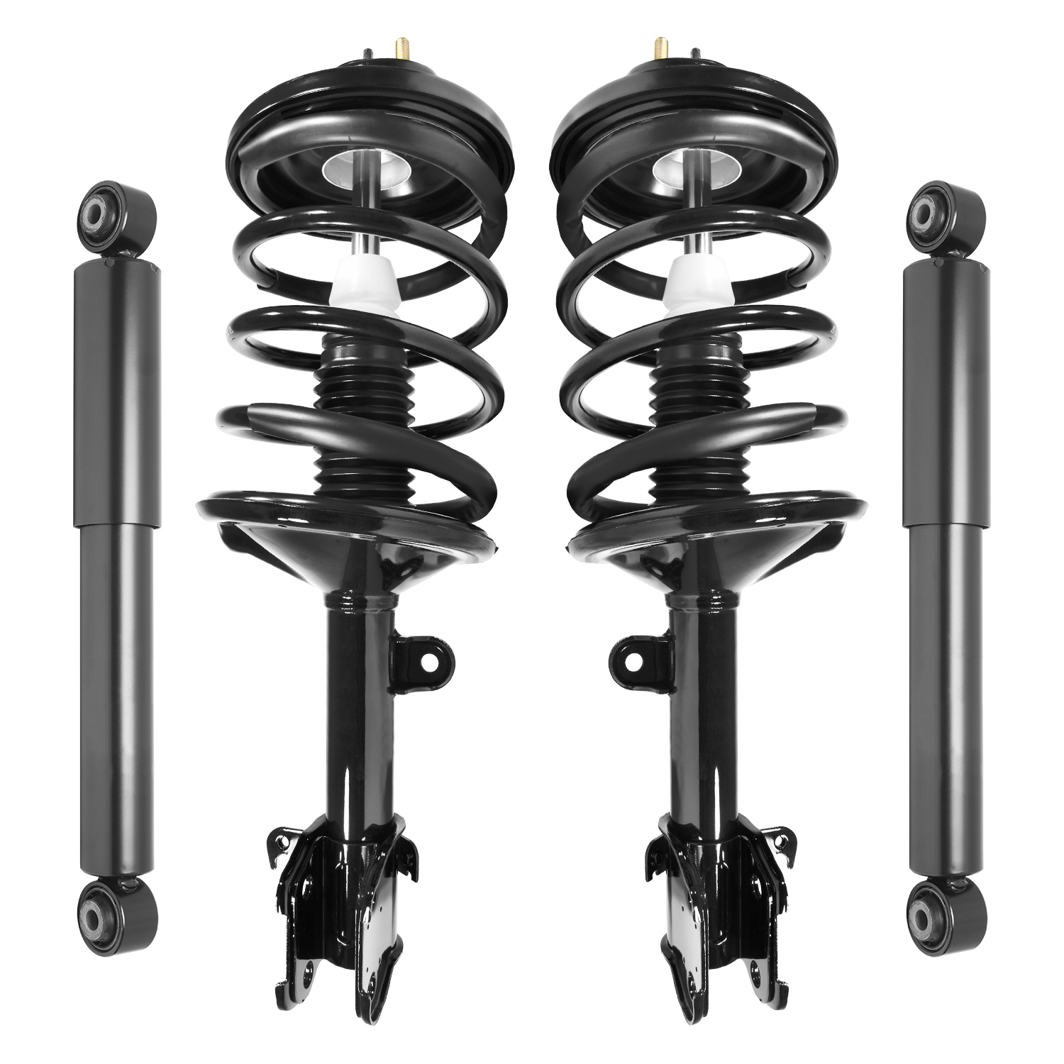 Unity Automotive Front Complete Strut Assemblies, (2) Rear Shock Absorbers - 4-11643-250030-001