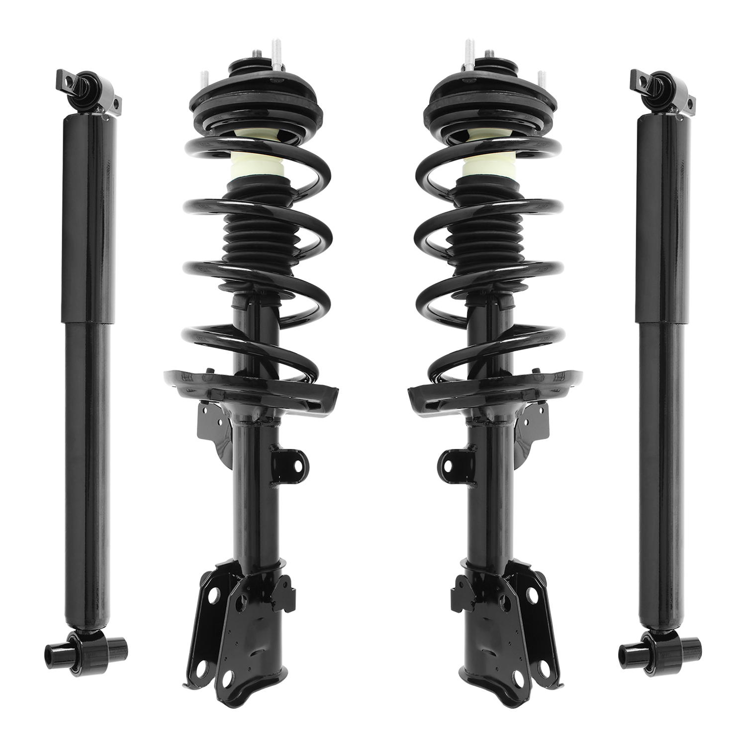 Unity Automotive Front Complete Strut Assemblies, (2) Rear Shock Absorbers - 4-11645-250040-001